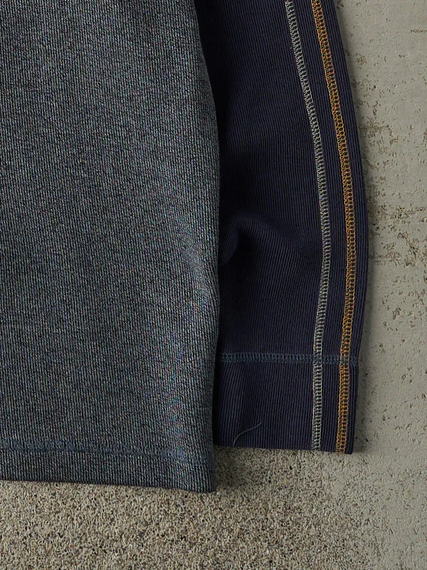 Vintage Y2K Navy Blue & Grey Thermal Long Sleeve (M) sold by Rebalance Vintage product image thumbnail 3