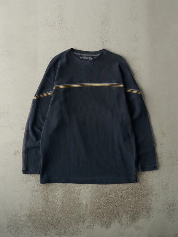 Vintage Y2K Navy Blue Thermal Long Sleeve (L/XL) sold by Rebalance Vintage