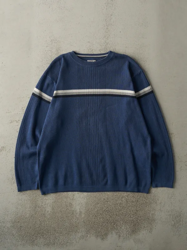 Vintage Y2K Blue Striped Thermal Long Sleeve (L) sold by Rebalance Vintage