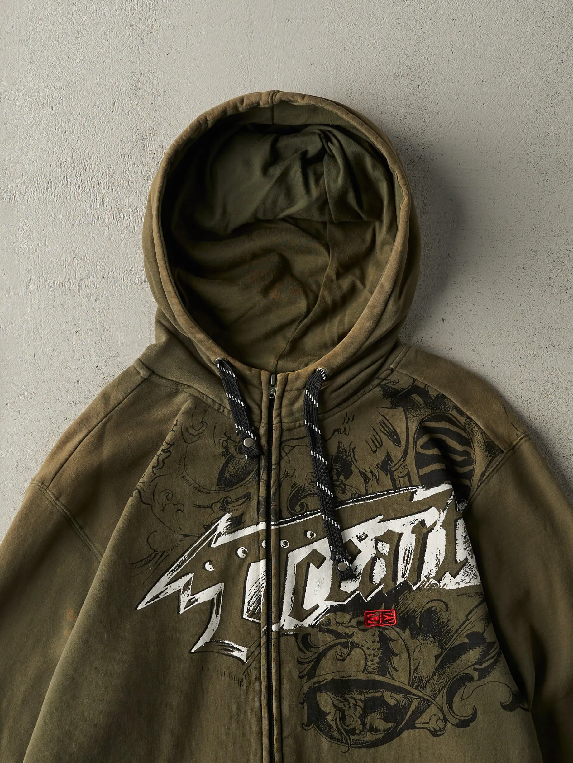 Vintage Y2K Green Ocean Earth Zip Up Graphic Hoodie (L) sold by Rebalance Vintage product image thumbnail 3