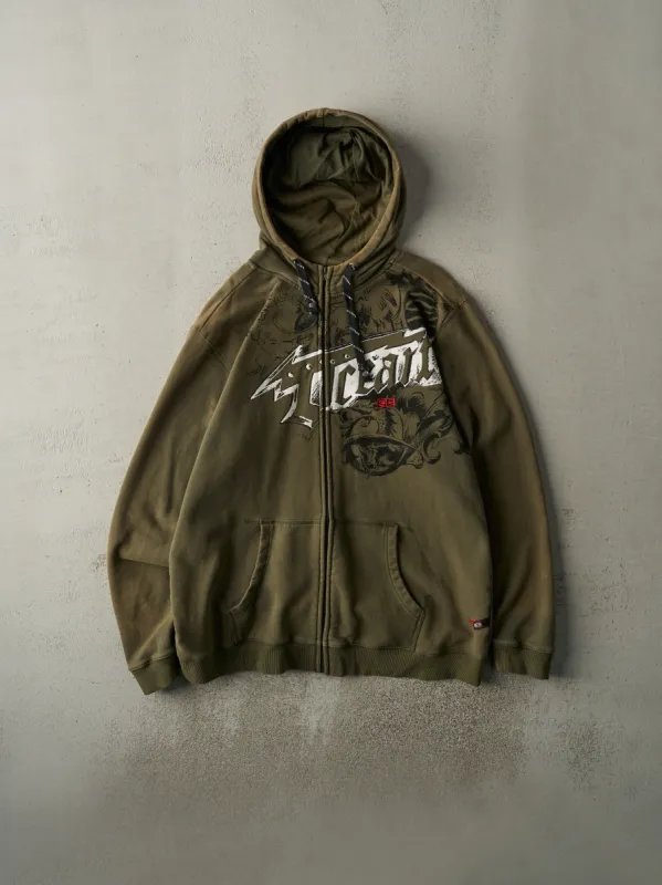 Vintage Y2K Green Ocean Earth Zip Up Graphic Hoodie (L) sold by Rebalance Vintage
