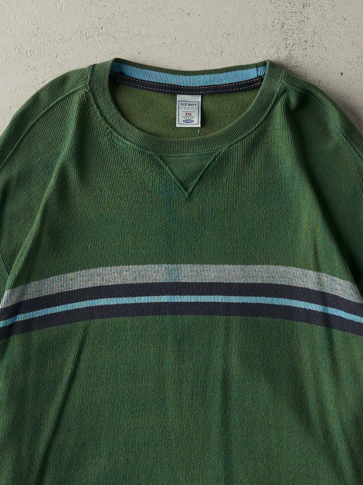 Vintage Y2K Green Striped Thermal Long Sleeve (XL) sold by Rebalance Vintage product image thumbnail 2