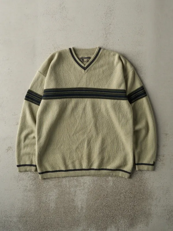 Vintage Y2K Green Striped Thermal Long Sleeve (S/M) sold by Rebalance Vintage
