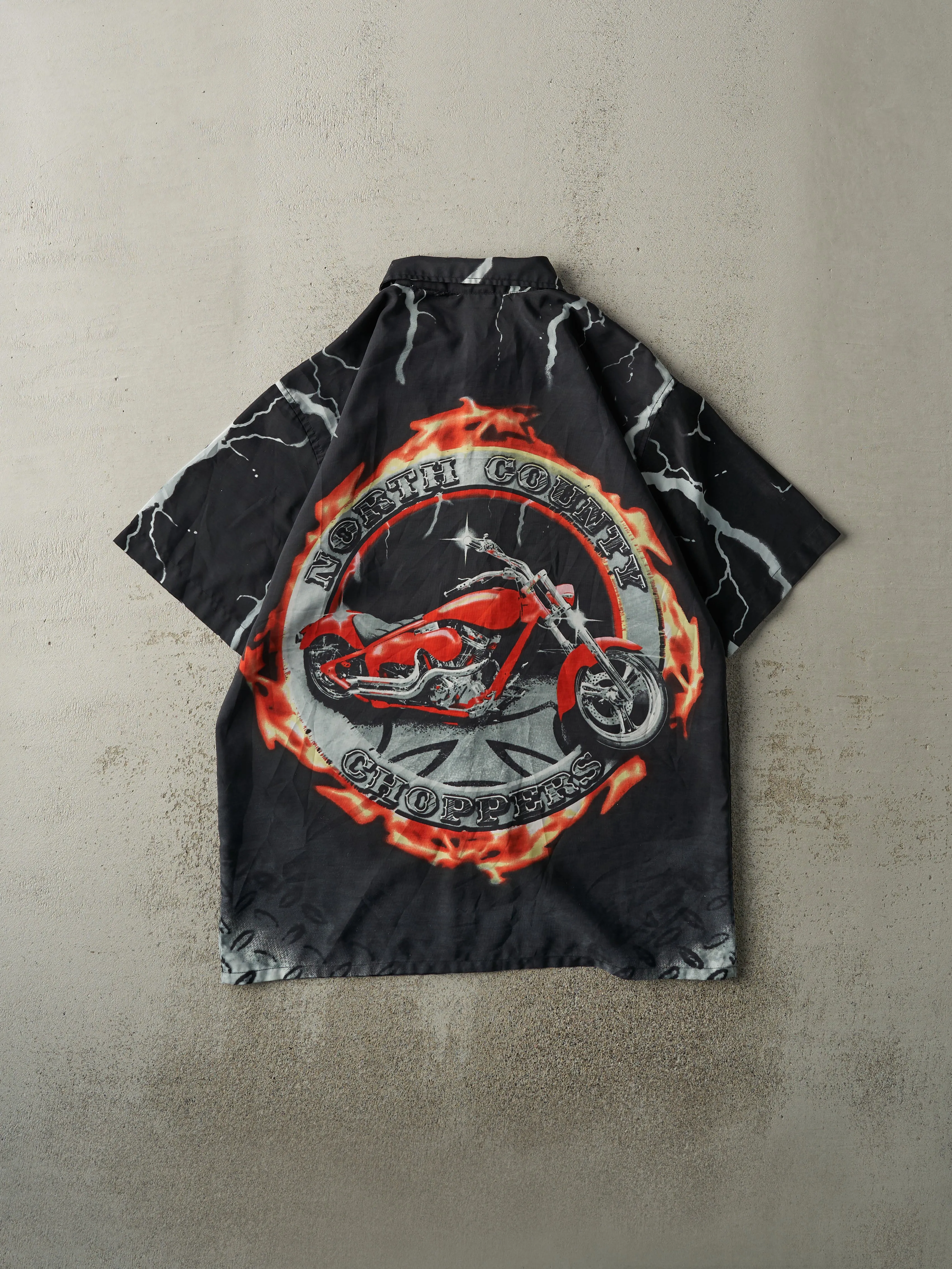 Vintage Y2K Black North County Choppers Short Sleeve Button Up (XL) sold by Rebalance Vintage product image thumbnail 2