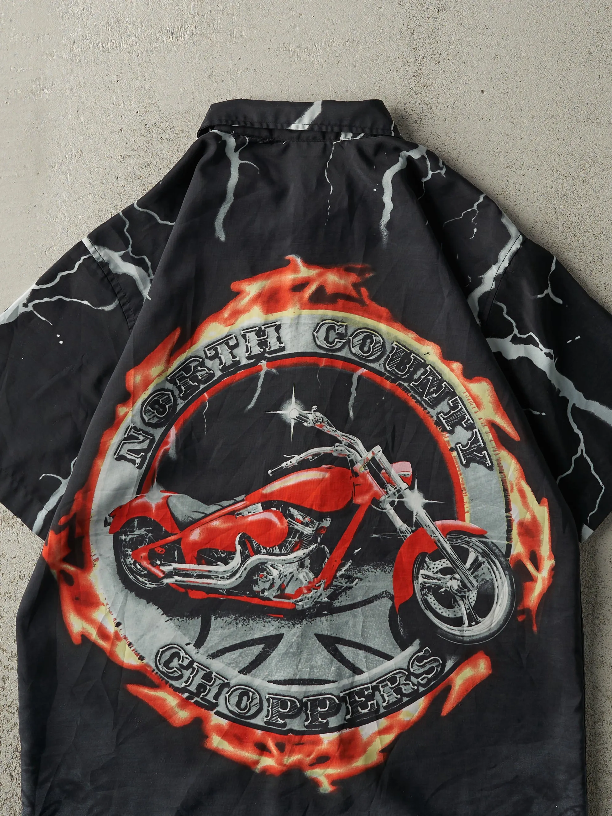 Vintage Y2K Black North County Choppers Short Sleeve Button Up (XL) sold by Rebalance Vintage product image thumbnail 4