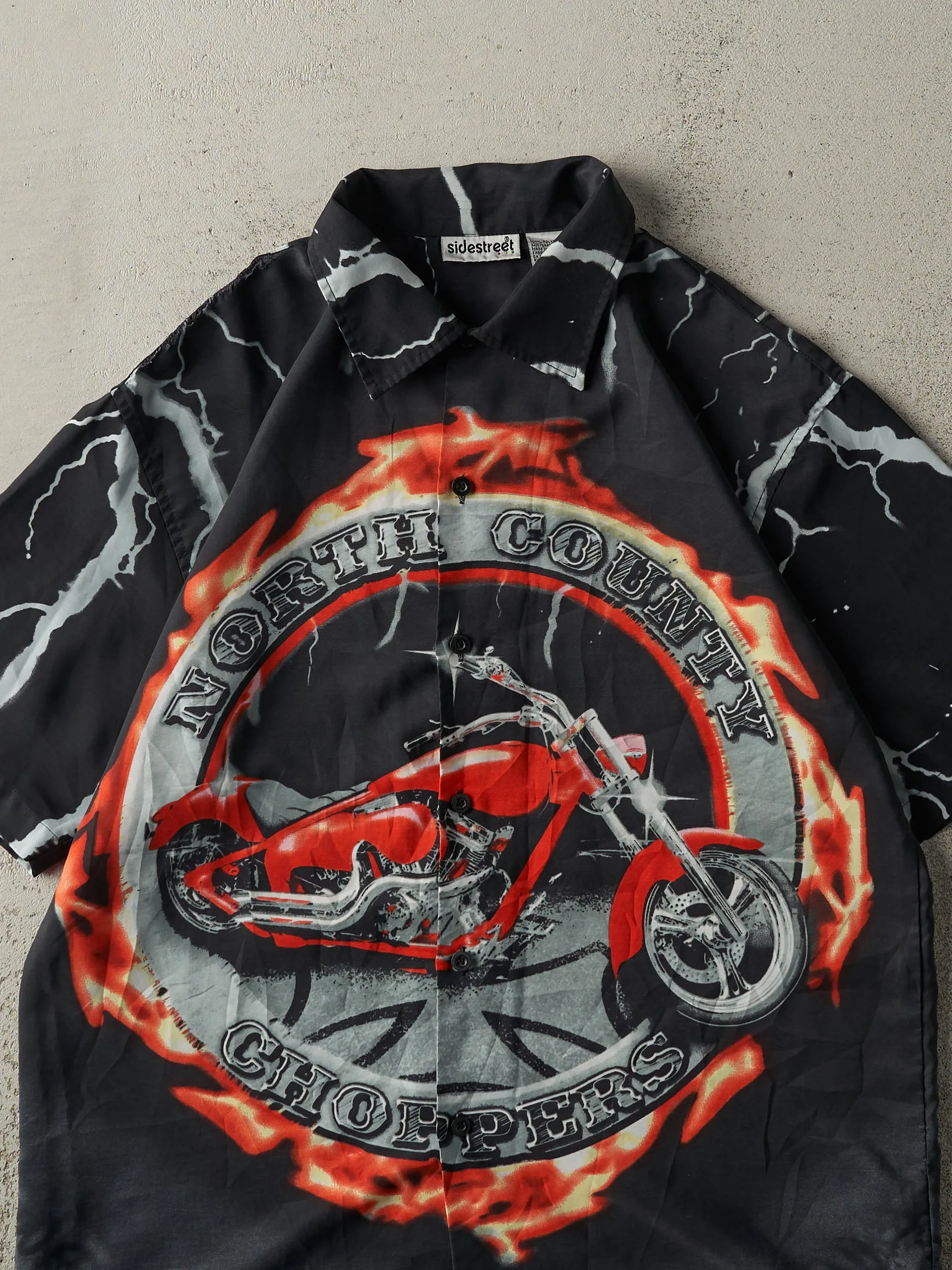 Vintage Y2K Black North County Choppers Short Sleeve Button Up (XL) sold by Rebalance Vintage product image thumbnail 3