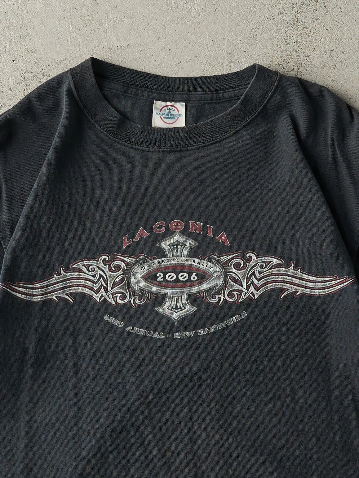 Vintage 06' Black Laconia Motorcycle Rally Tee (S/M) sold by Rebalance Vintage product image thumbnail 3