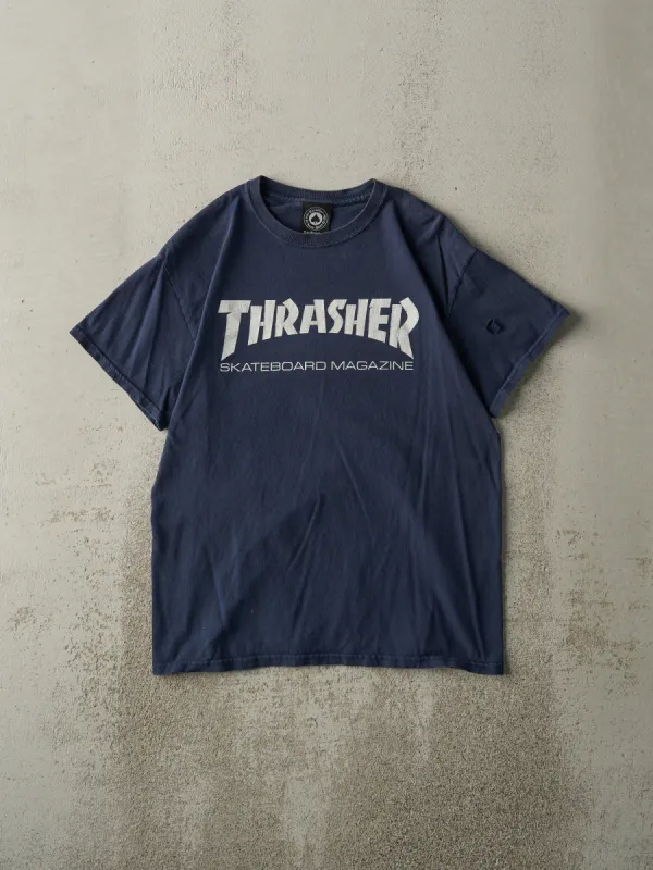 Vintage Y2K Navy Blue Thrasher Skateboard Magazine Tee (S) made by Rebalance Vintage