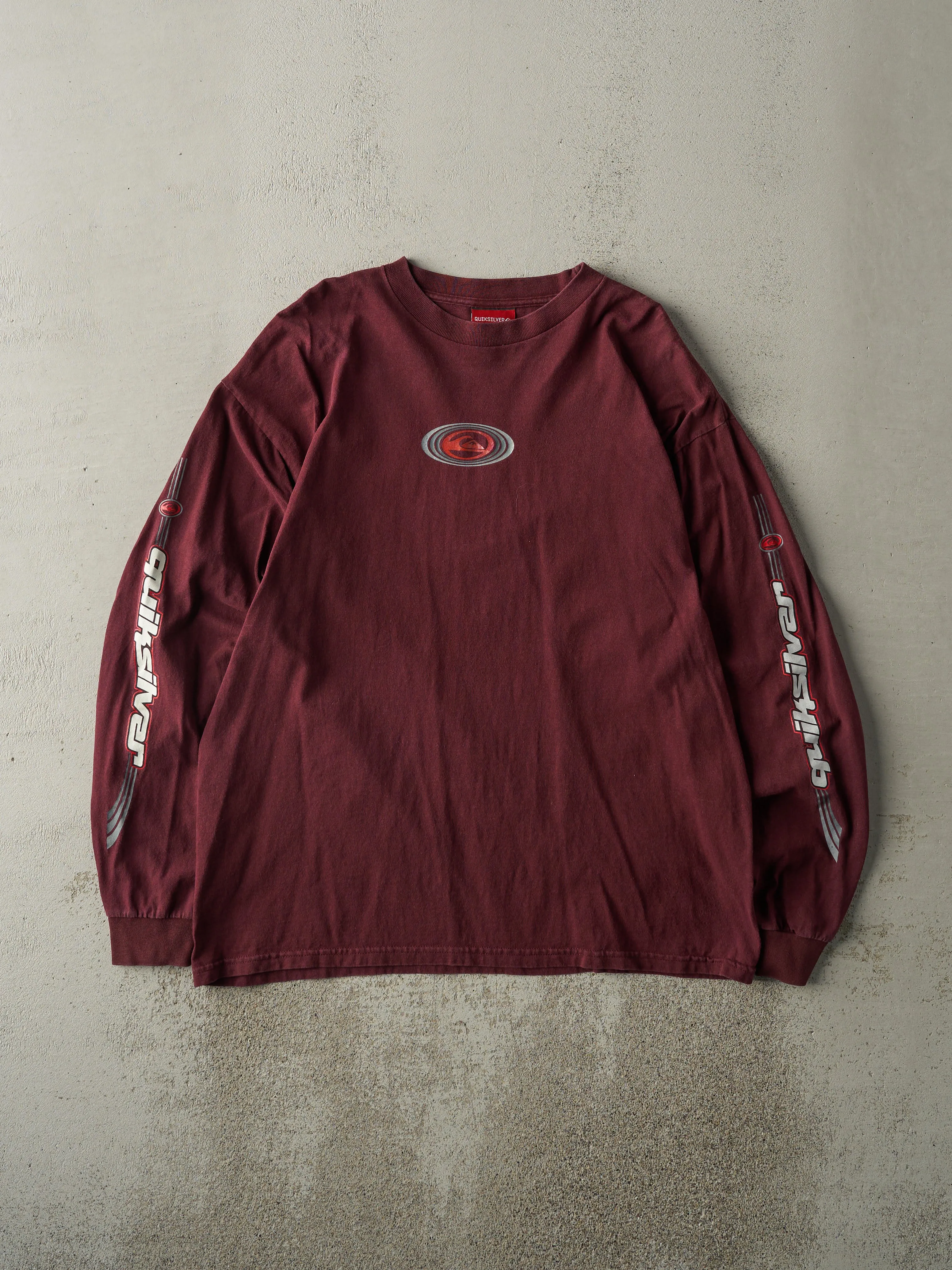 Vintage Y2K Burgundy Quiksilver Long Sleeve (L) sold by Rebalance Vintage