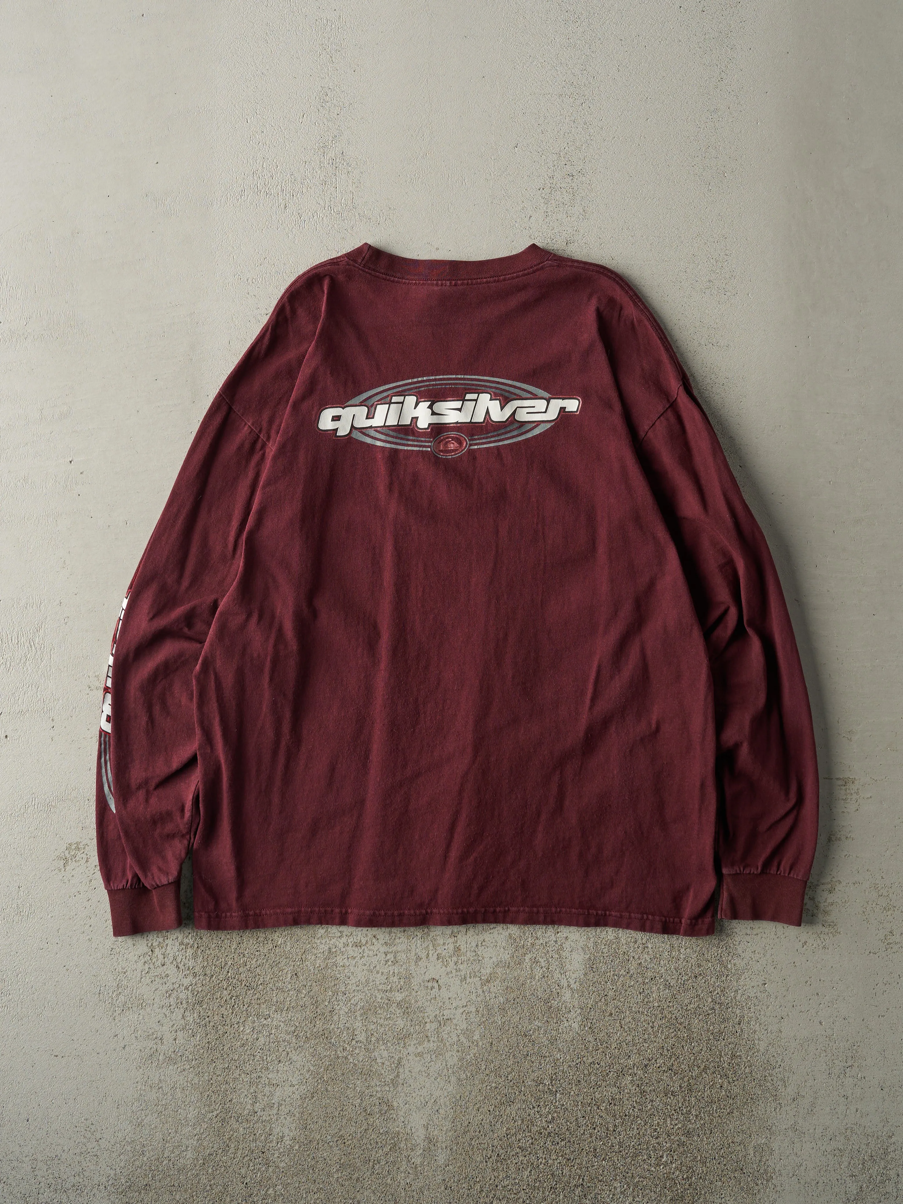 Vintage Y2K Burgundy Quiksilver Long Sleeve (L) sold by Rebalance Vintage product image thumbnail 2