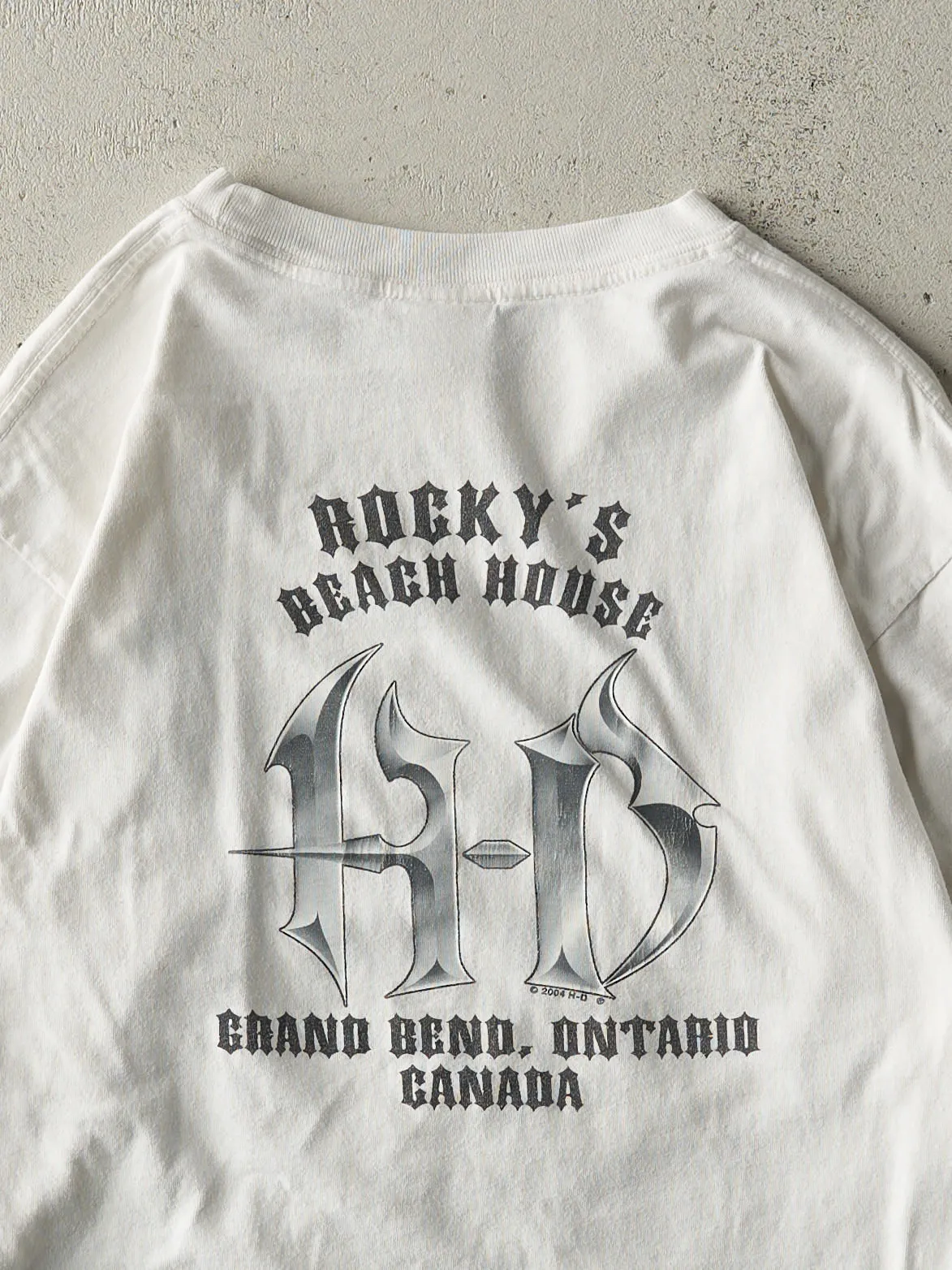 Vintage 04' White Grand Bend Ontario Harley Davidson Long Sleeve (S) sold by Rebalance Vintage product image thumbnail 5