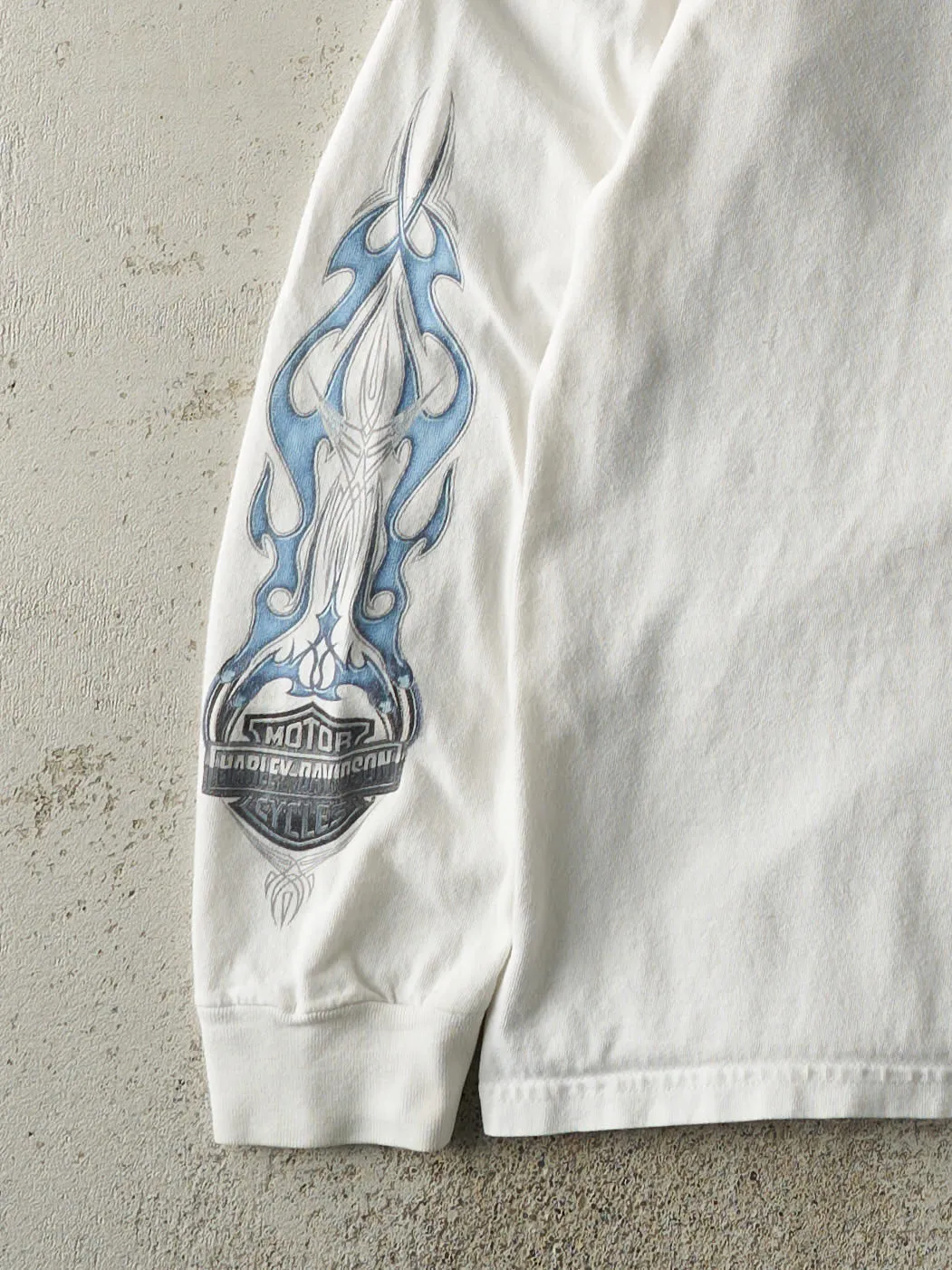 Vintage 04' White Grand Bend Ontario Harley Davidson Long Sleeve (S) sold by Rebalance Vintage product image thumbnail 4