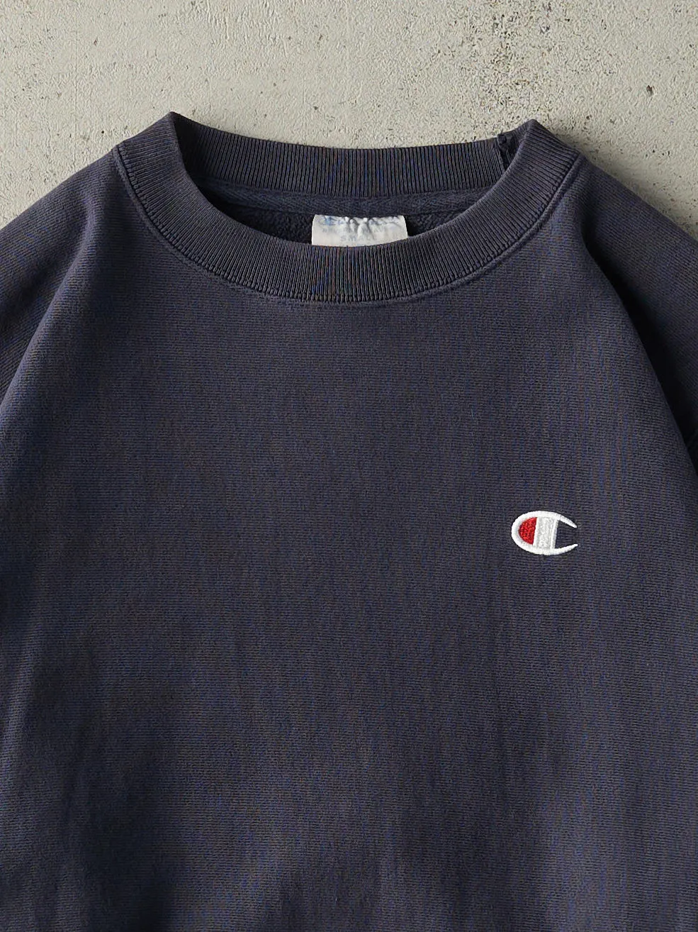 Vintage Y2K Navy Blue Champion Reverse Weave Crewneck (S/M) sold by Rebalance Vintage product image thumbnail 2