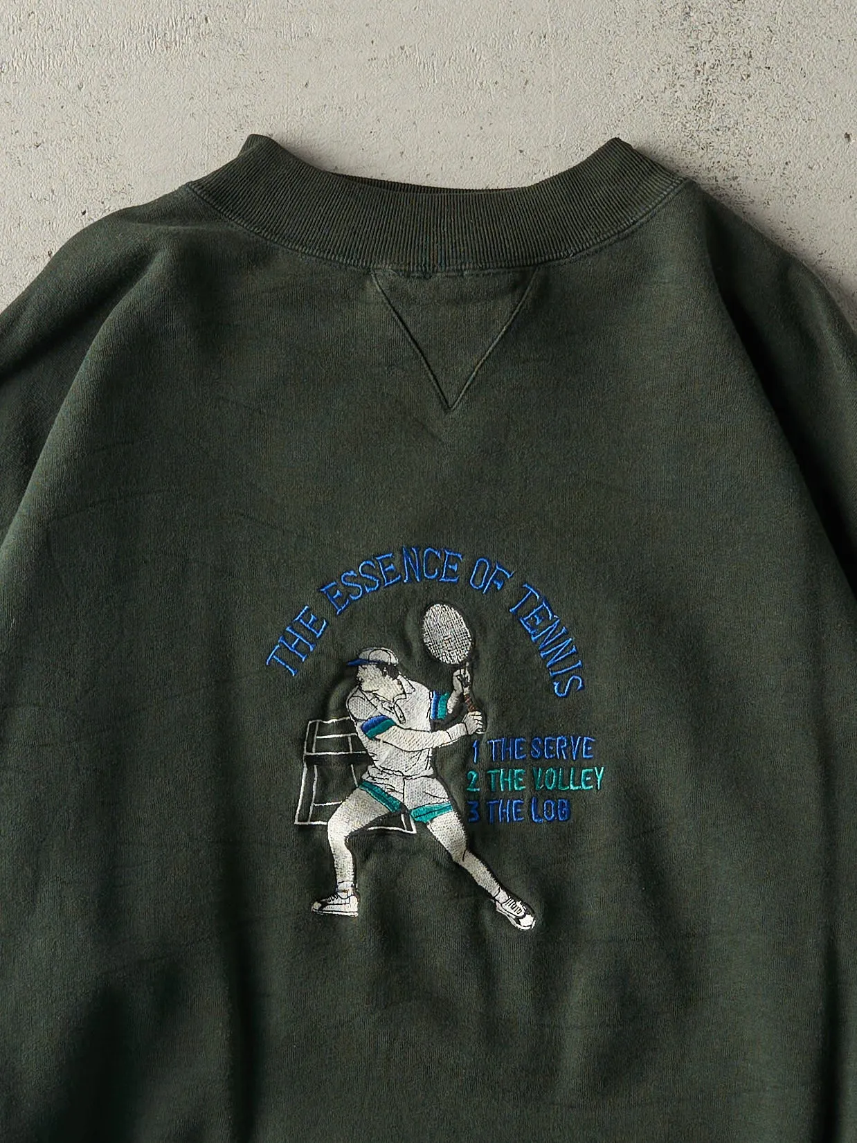 Vintage 90s Green Embroidered Essence of Tennis Crewneck (L) sold by Rebalance Vintage product image thumbnail 2