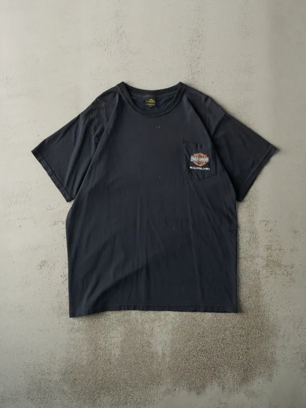 Vintage Y2K Faded Black Embroidered Harley Davidson Belize Pocket Tee (XL) sold by Rebalance Vintage