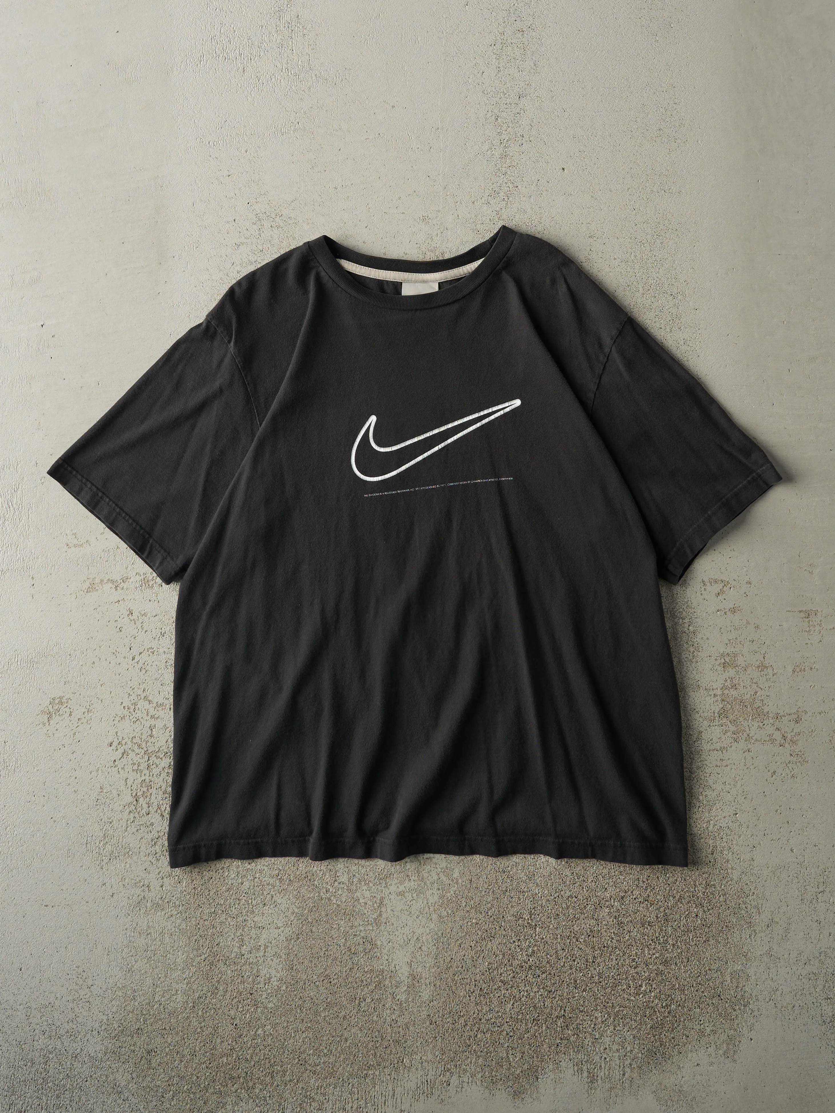 Vintage Y2K Black Nike Swoosh Tee (L) sold by Rebalance Vintage