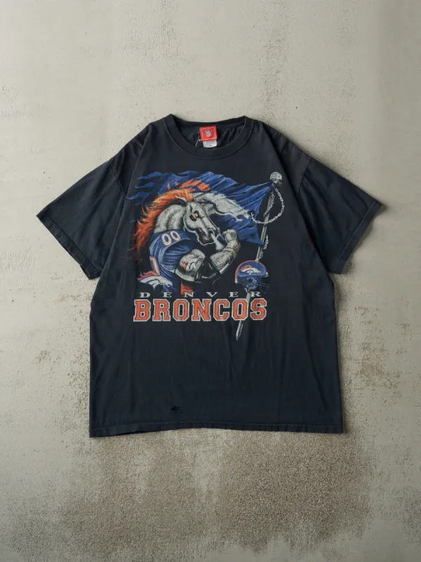 Vintage 90s Black Denver Broncos Tee (L) sold by Rebalance Vintage