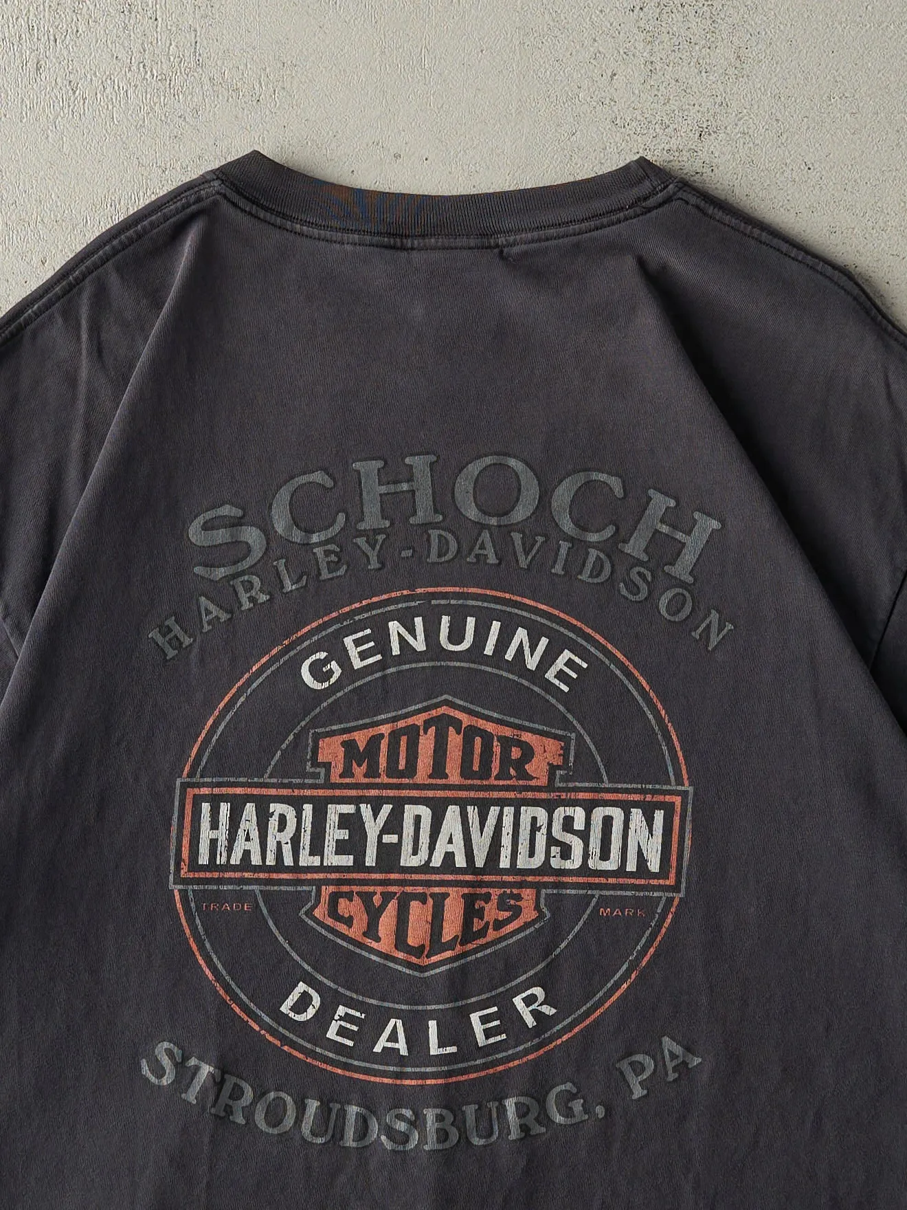 Vintage 08' Faded Black Stroudsburg PA Harley Davidson Tee (L) sold by Rebalance Vintage product image thumbnail 4