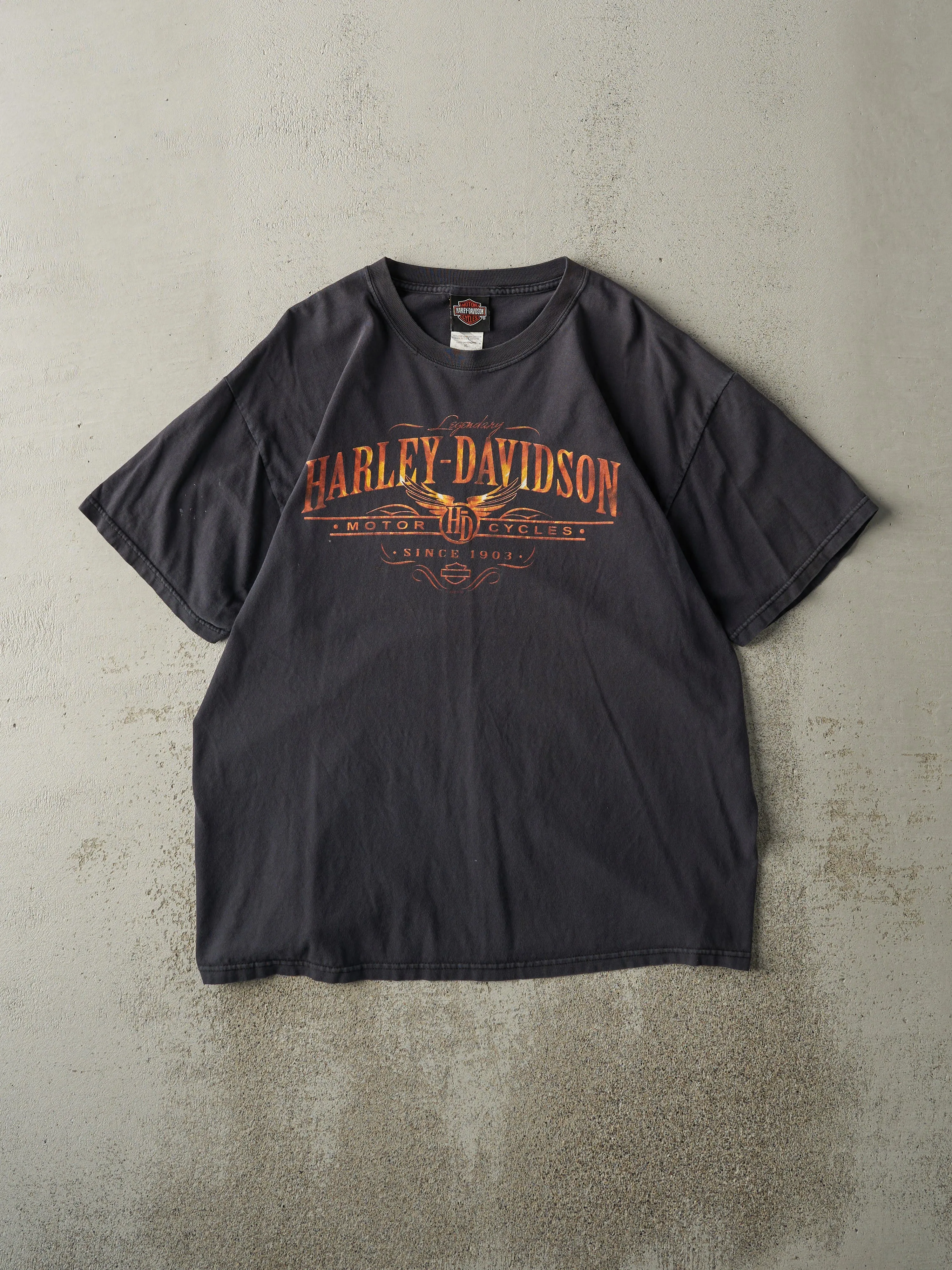Vintage 08' Faded Black Stroudsburg PA Harley Davidson Tee (L) sold by Rebalance Vintage