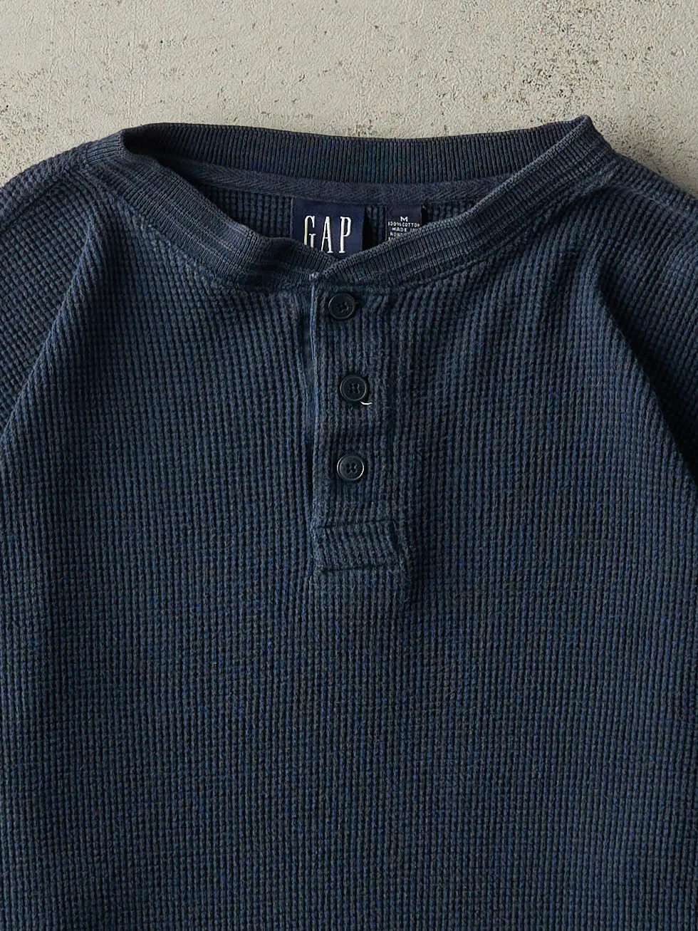 Vintage Y2K Navy Blue Gap Quarter Button Thermal Long Sleeve (M) sold by Rebalance Vintage product image thumbnail 2