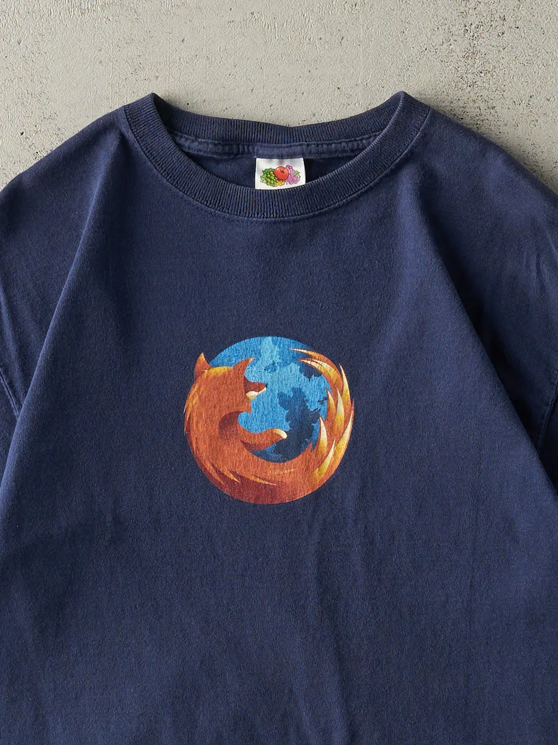 Vintage Y2K Navy Blue Mozilla Firefox Tee (S/M) sold by Rebalance Vintage product image thumbnail 3
