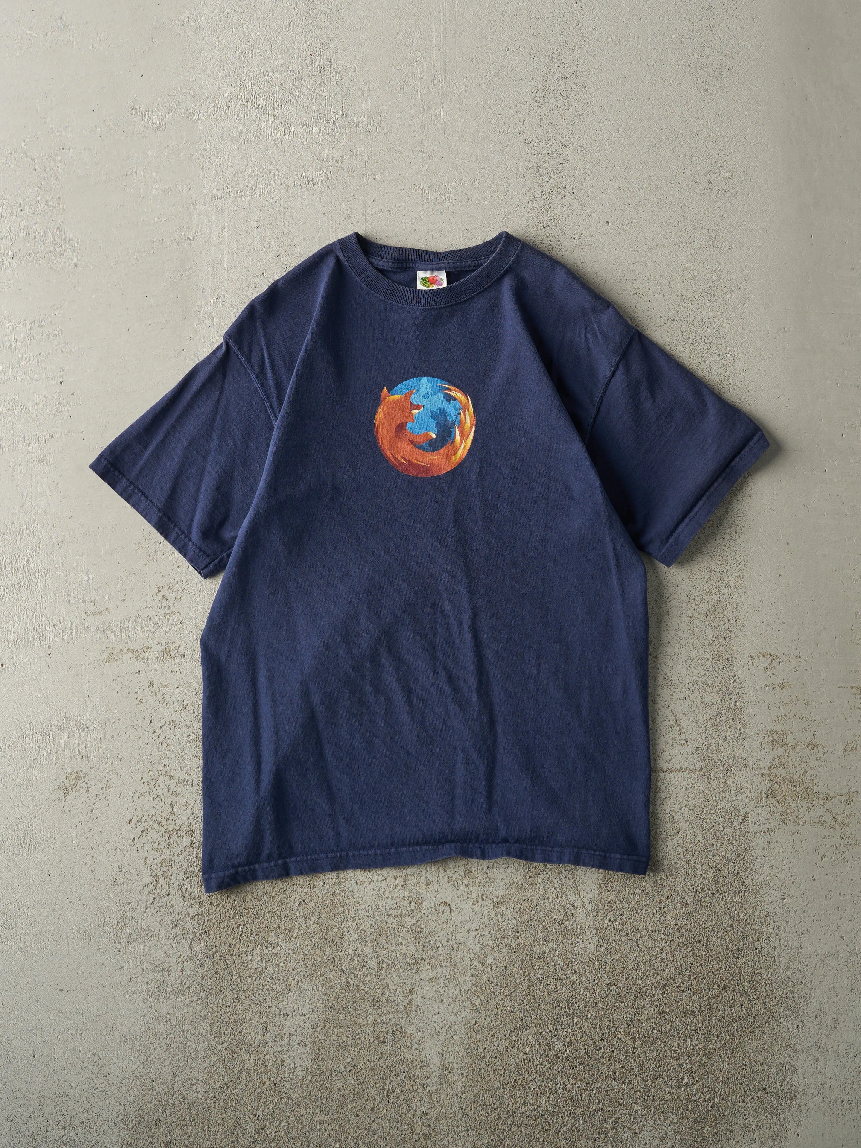 Vintage Y2K Navy Blue Mozilla Firefox Tee (S/M) sold by Rebalance Vintage