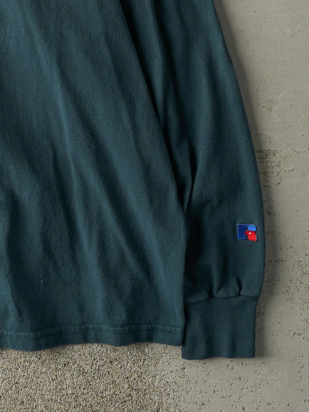Vintage 90s Dark Green Russell Athletic Blank Long Sleeve (XXL) sold by Rebalance Vintage product image thumbnail 3