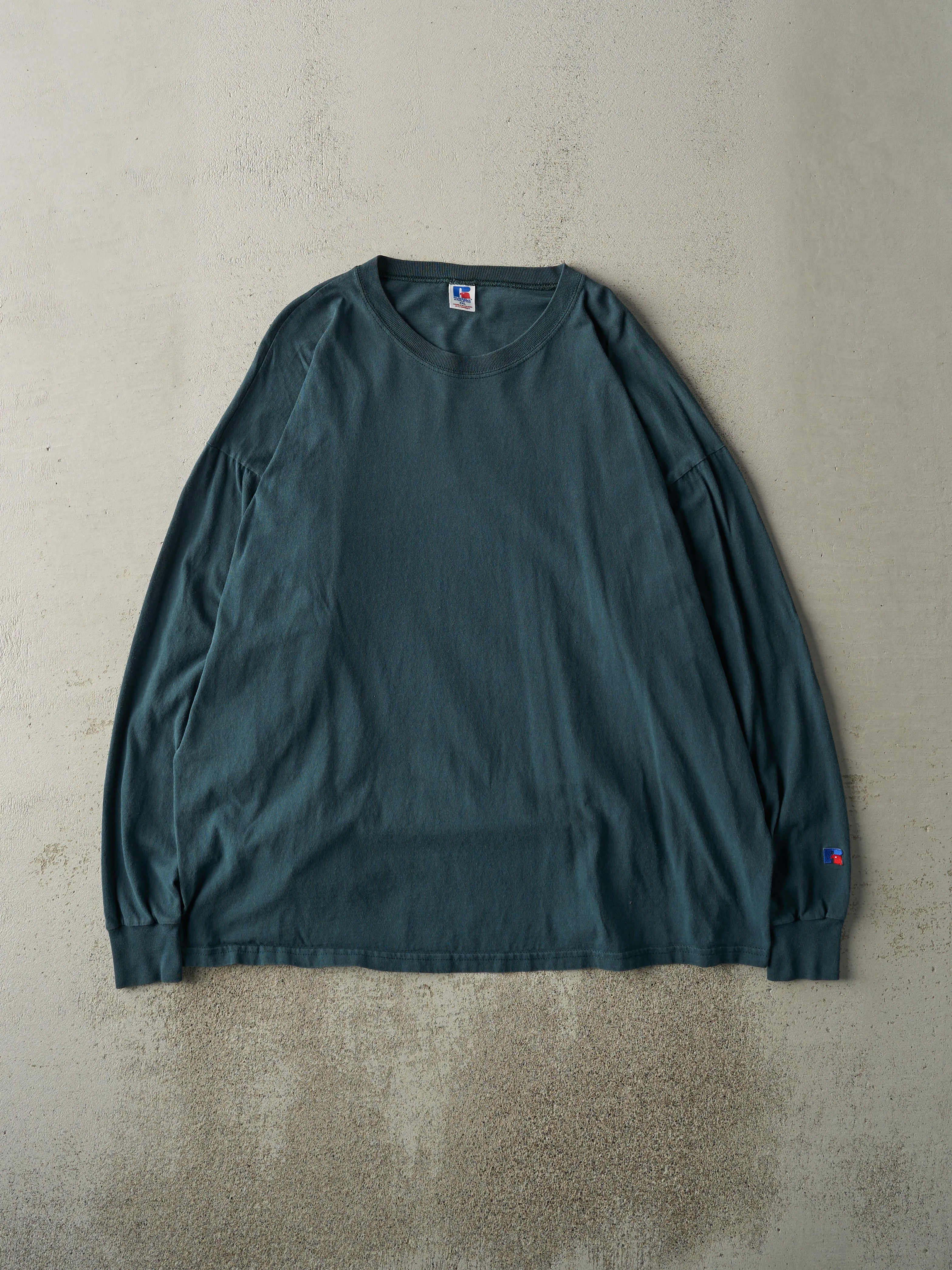 Vintage 90s Dark Green Russell Athletic Blank Long Sleeve (XXL) sold by Rebalance Vintage