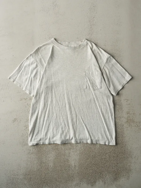 Vintage 90s Heather Grey Blank Pocket Tee (M) sold by Rebalance Vintage