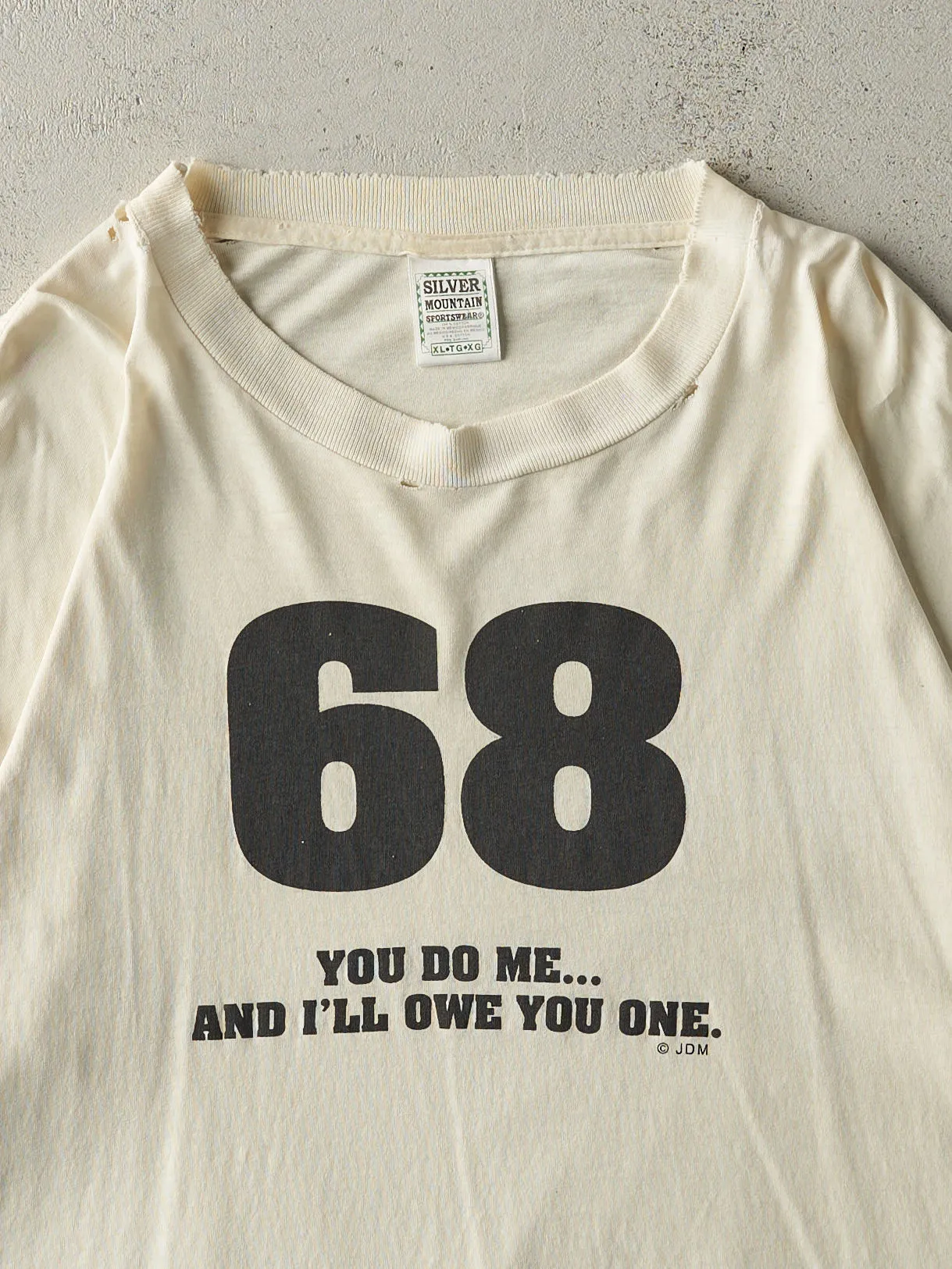 Vintage 90s Beige "68" Slogan Tee (L/XL) sold by Rebalance Vintage product image thumbnail 2