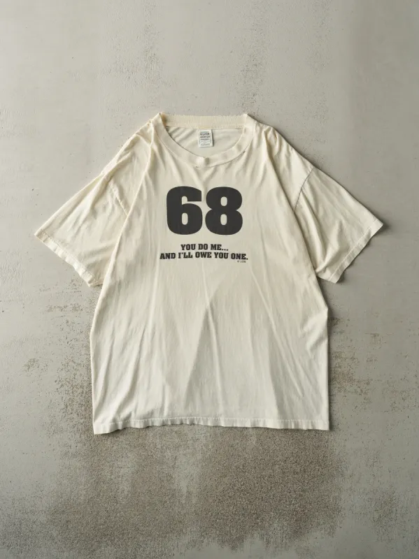 Vintage 90s Beige "68" Slogan Tee (L/XL) sold by Rebalance Vintage