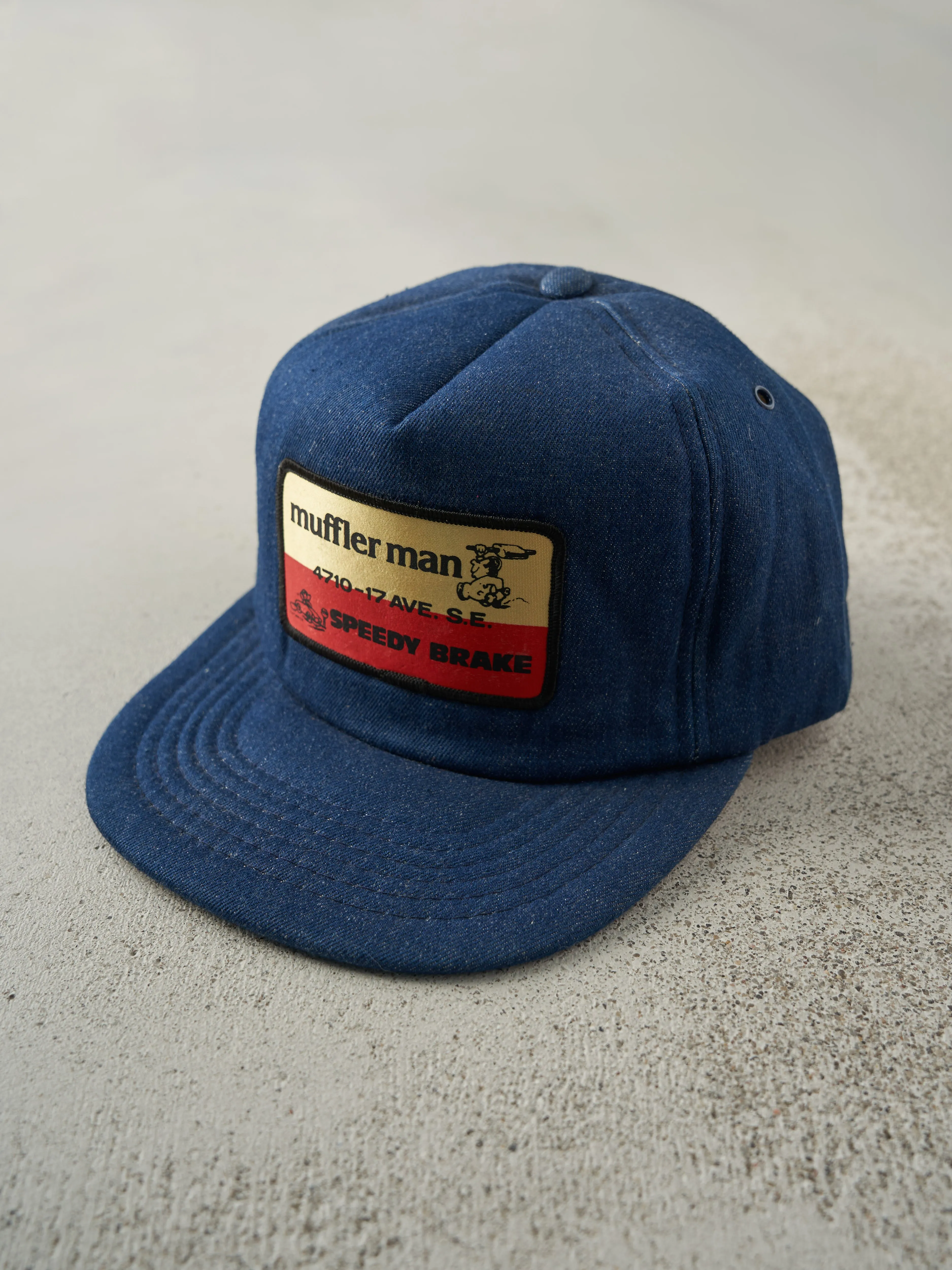 Vintage 80s Blue Muffler Man Foam Snapback Hat sold by Rebalance Vintage product image thumbnail 2