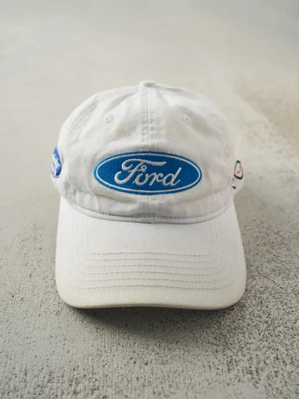 Vintage Y2K White Embroidered Ford Velcro Back Hat sold by Rebalance Vintage