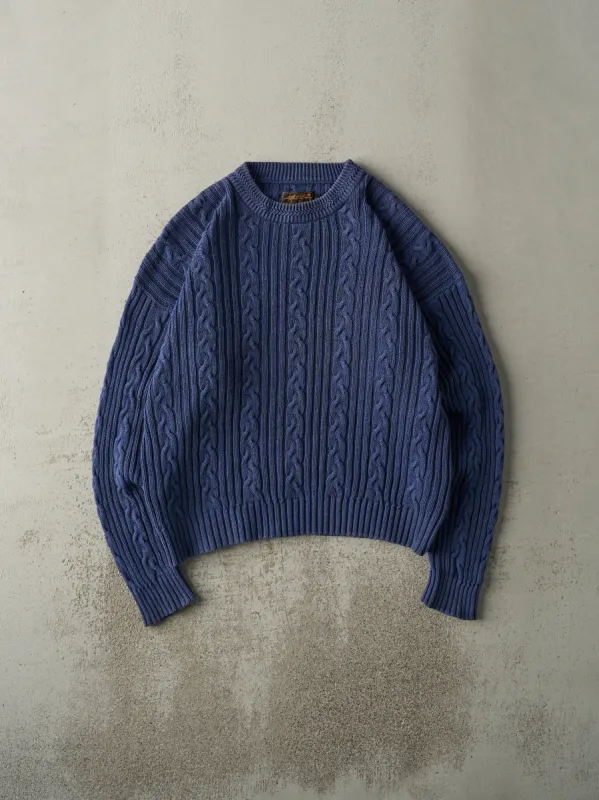 Vintage 90s Blue Eddie Bauer Cable Knit Pullover (L) sold by Rebalance Vintage