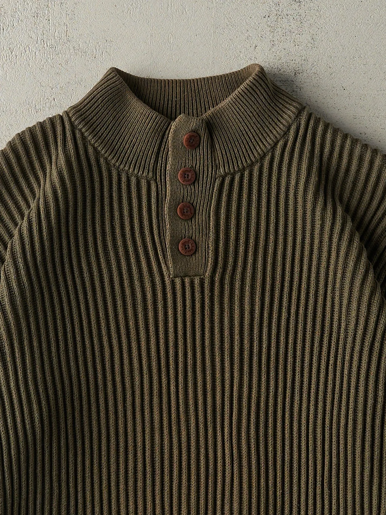 Vintage 90s Green Quarter Button Textrured Knit (L) sold by Rebalance Vintage product image thumbnail 2