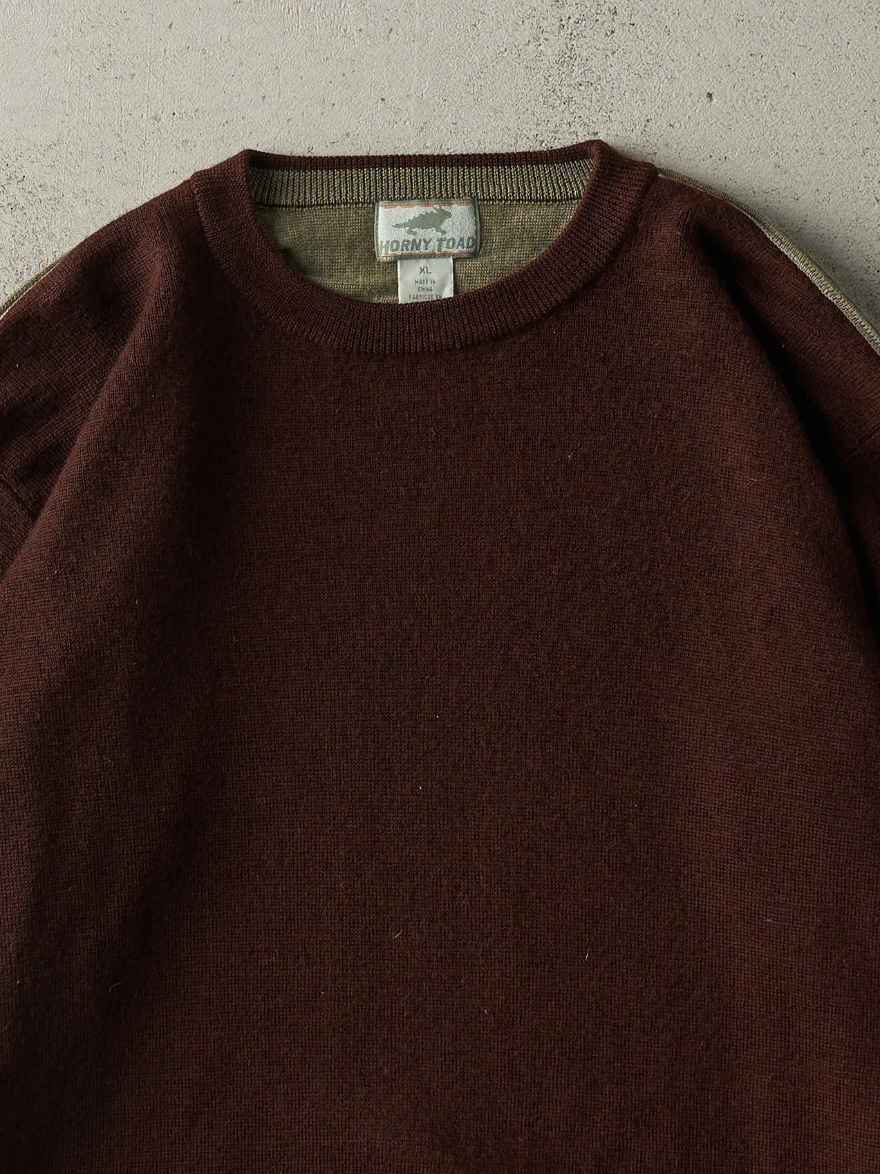 Vintage Y2K Burgundy Striped Knit Pullover (L) sold by Rebalance Vintage product image thumbnail 2