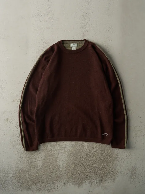 Vintage Y2K Burgundy Striped Knit Pullover (L) sold by Rebalance Vintage