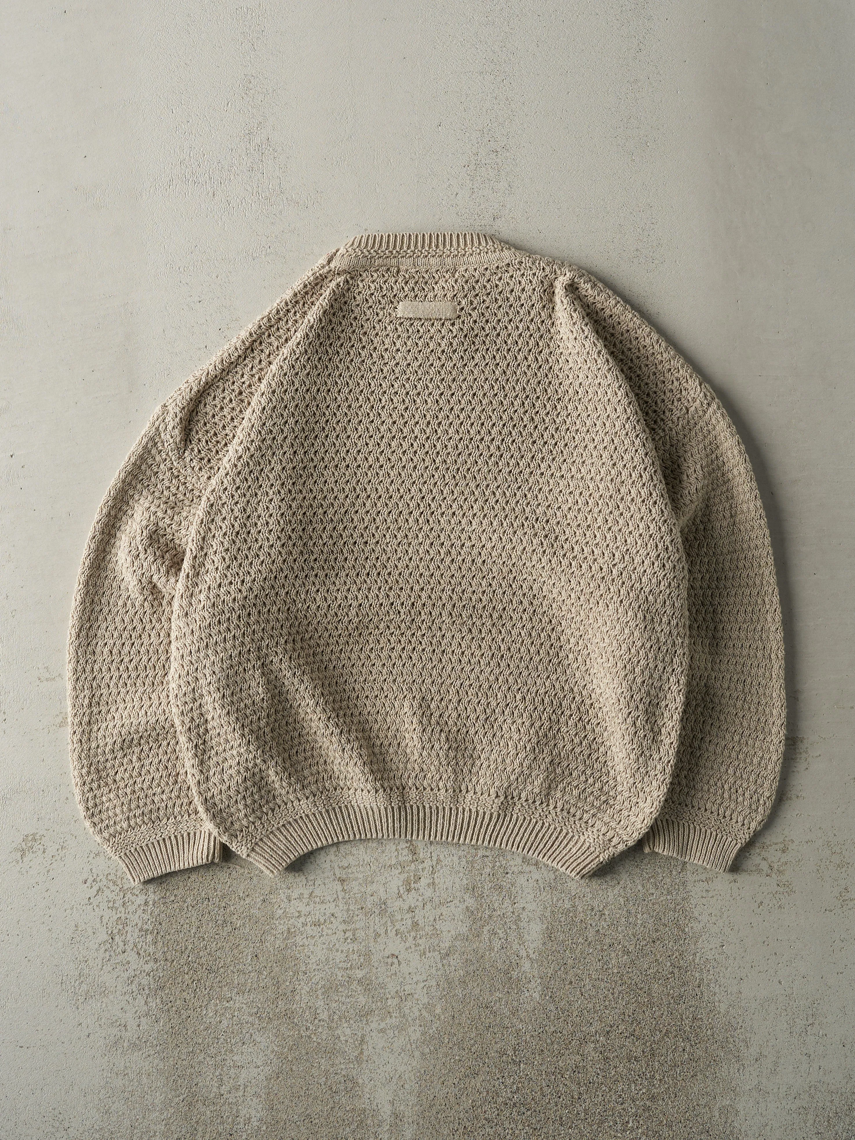 Vintage Y2K Beige Weave Patterned Knit Pullover (XL) sold by Rebalance Vintage product image thumbnail 3