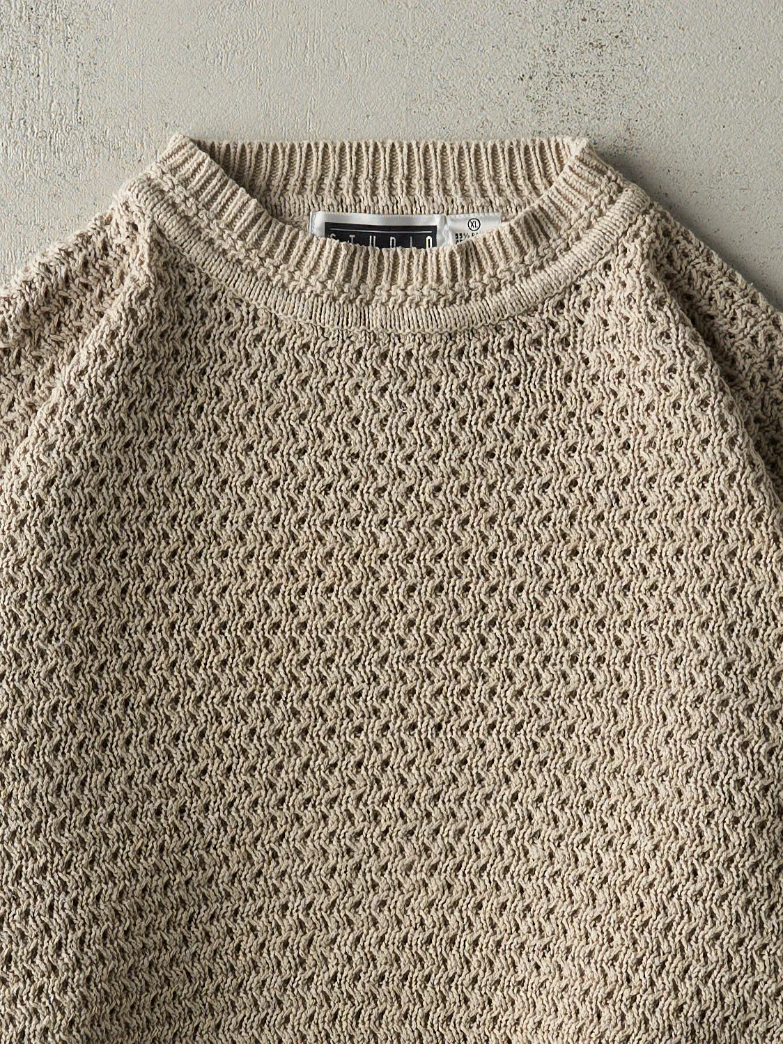 Vintage Y2K Beige Weave Patterned Knit Pullover (XL) sold by Rebalance Vintage product image thumbnail 4