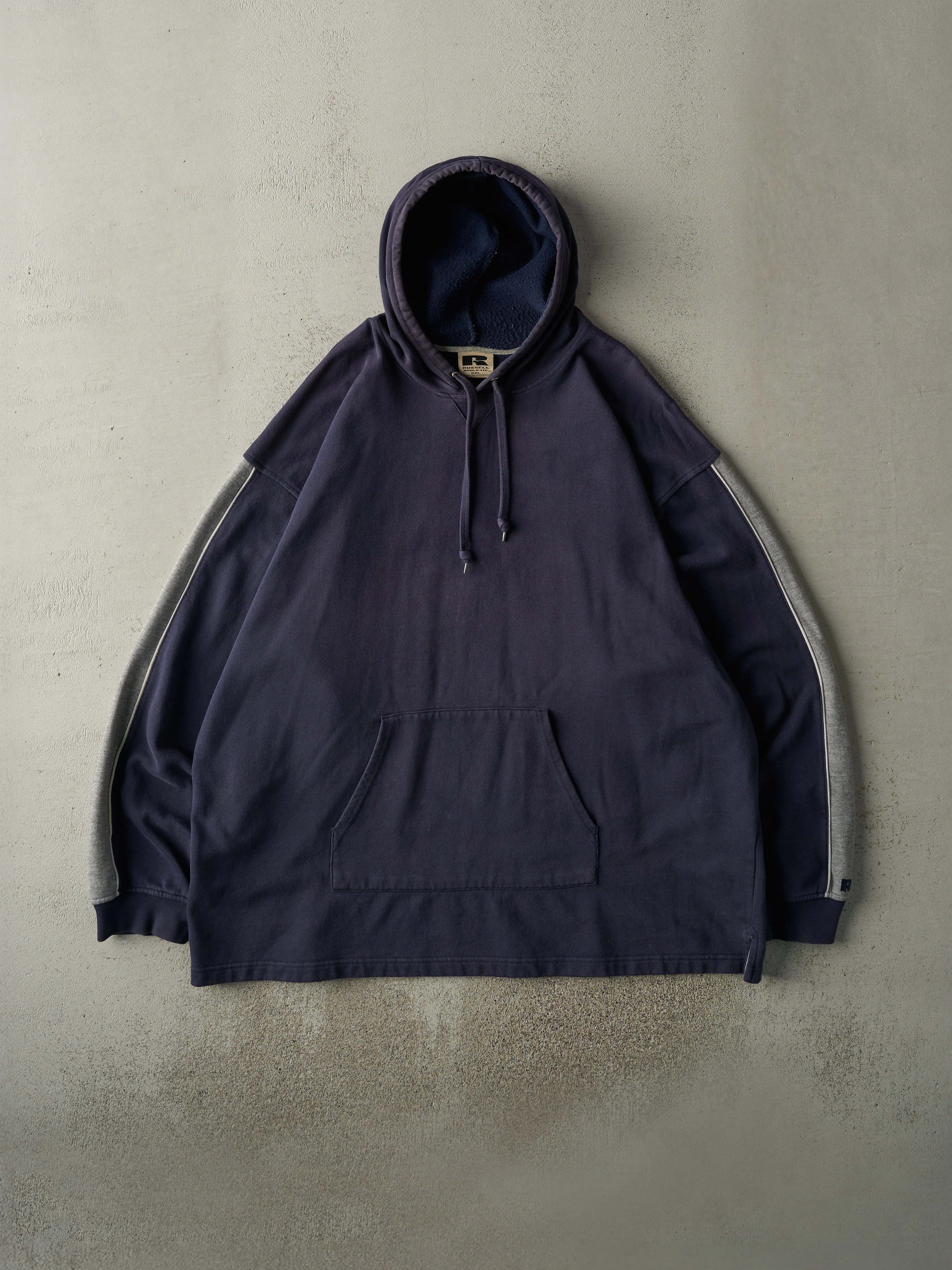 Vintage Y2K Navy Blue & Grey Russell Athletic Hoodie (XXL/XXXL) sold by Rebalance Vintage