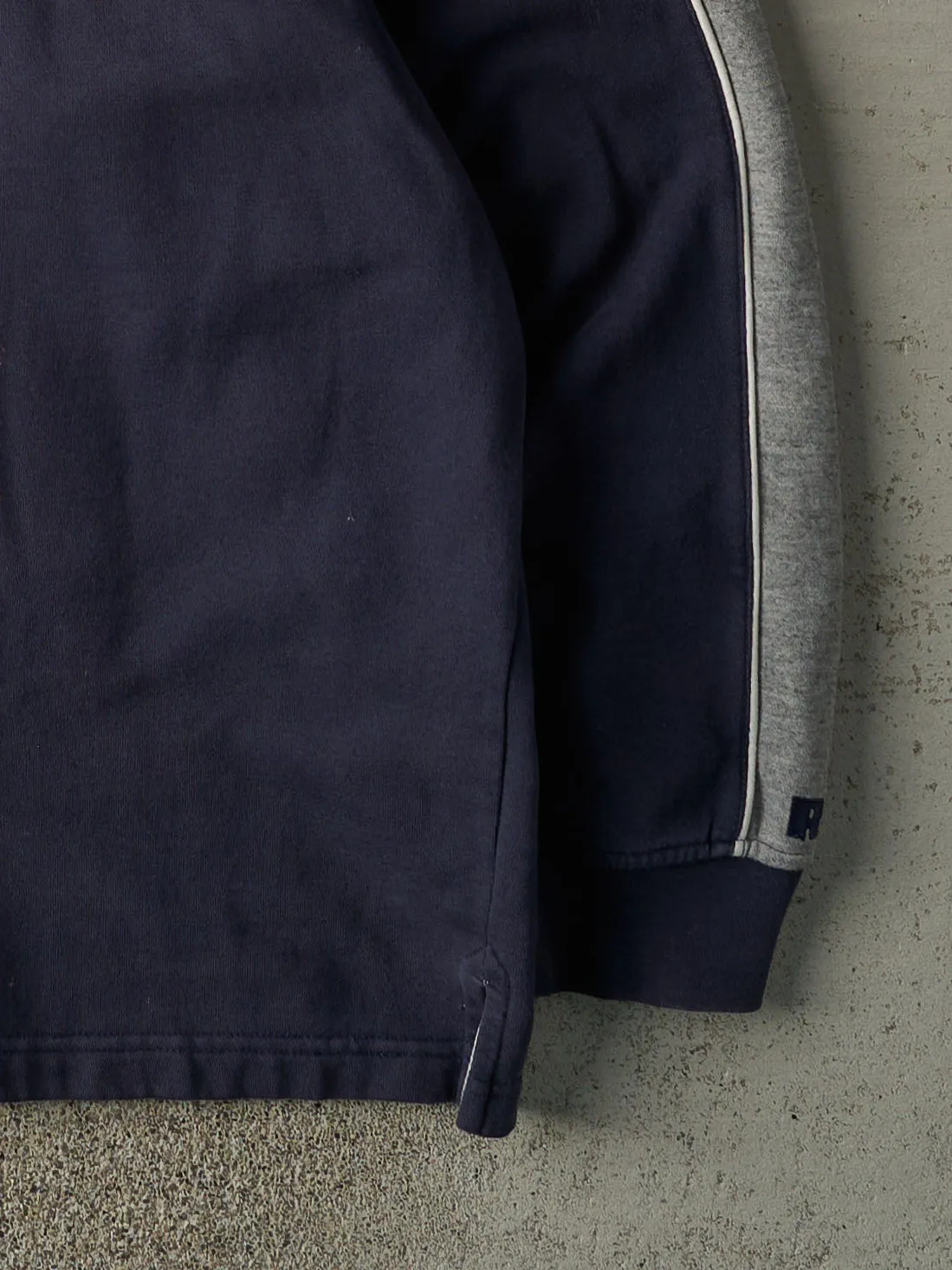 Vintage Y2K Navy Blue & Grey Russell Athletic Hoodie (XXL/XXXL) sold by Rebalance Vintage product image thumbnail 3