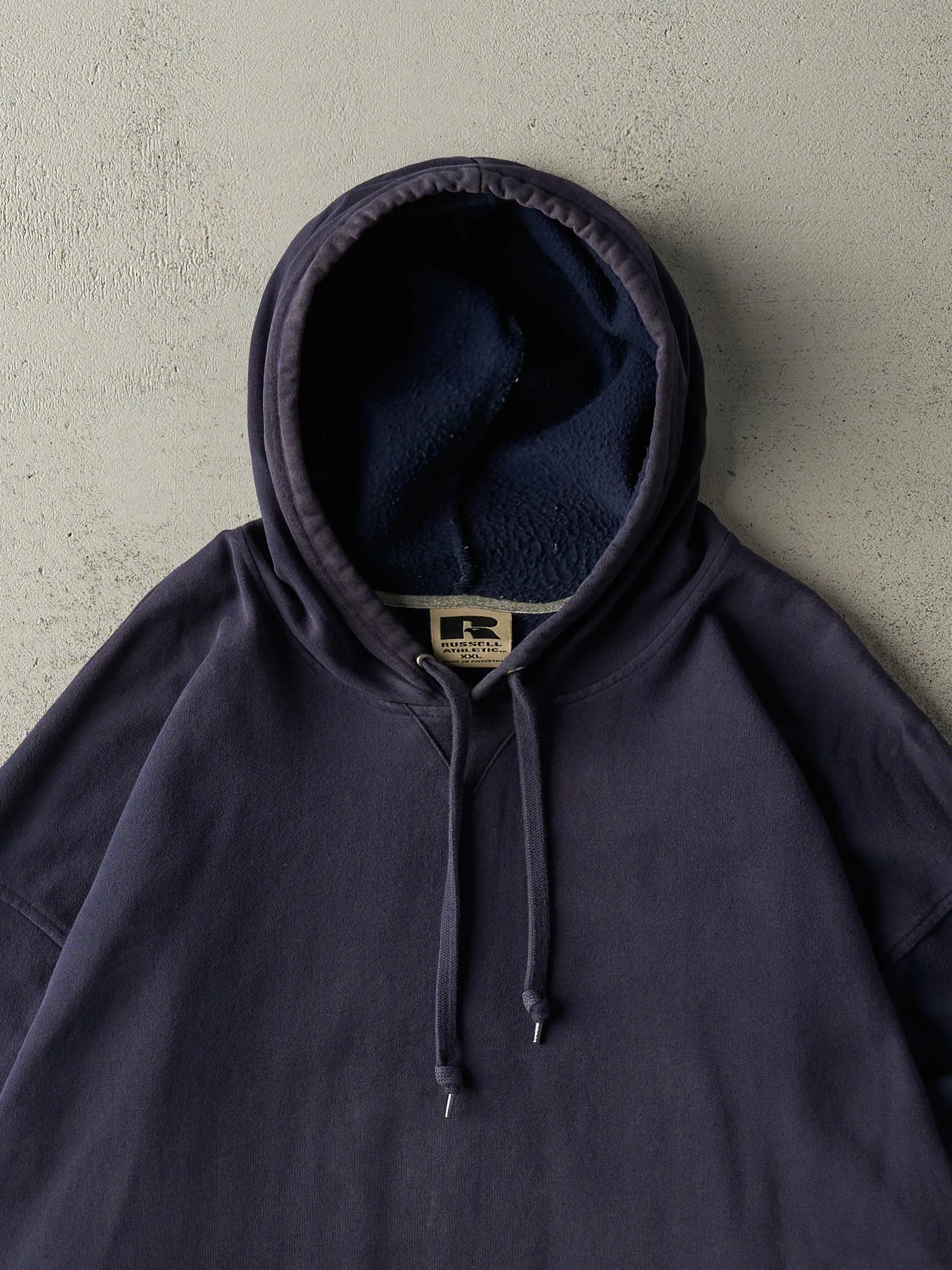 Vintage Y2K Navy Blue & Grey Russell Athletic Hoodie (XXL/XXXL) sold by Rebalance Vintage product image thumbnail 2