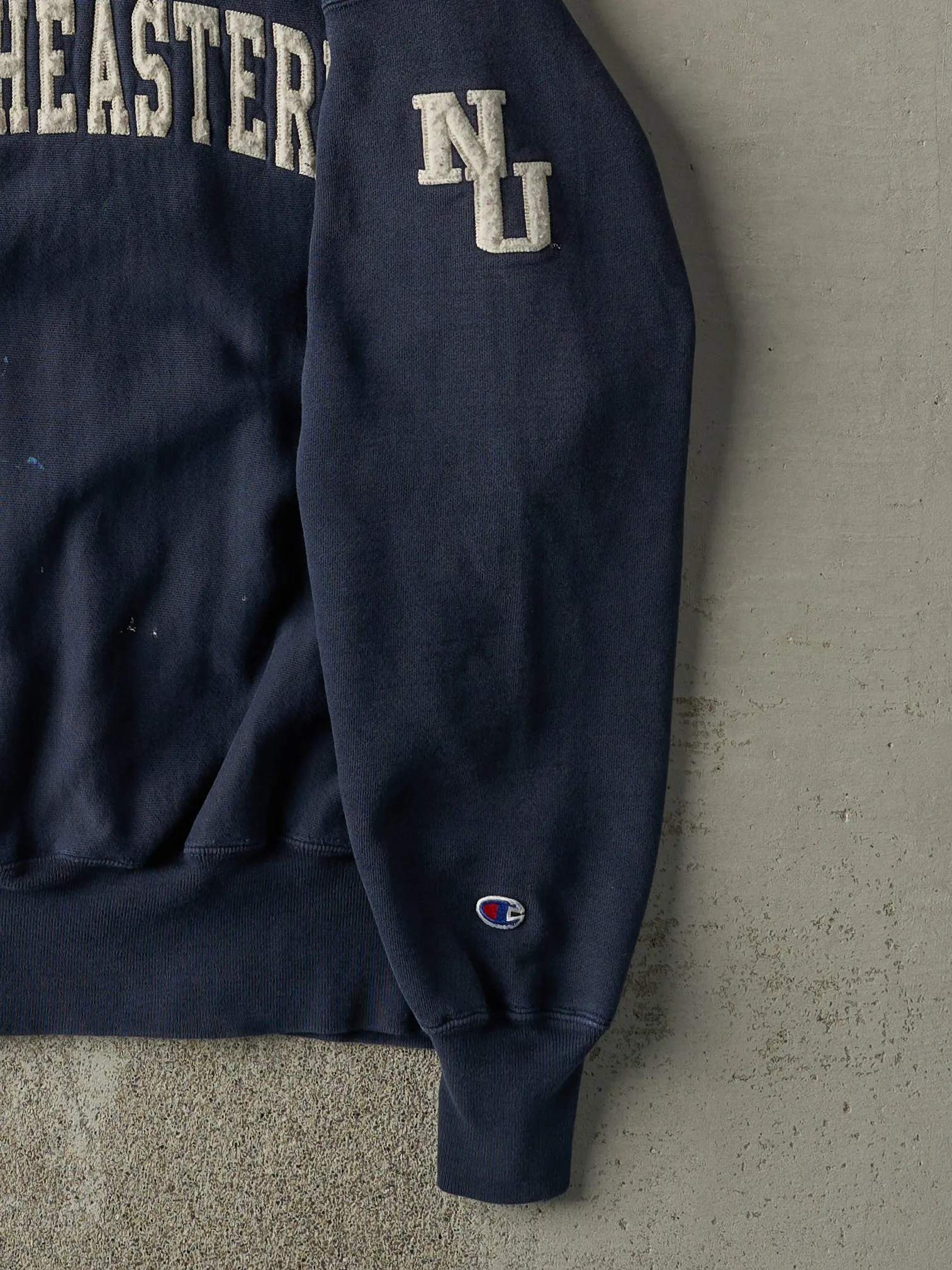 Vintage 90s Navy Northeastern University Champion Reverse Weave Crewneck (L/XL) sold by Rebalance Vintage product image thumbnail 3