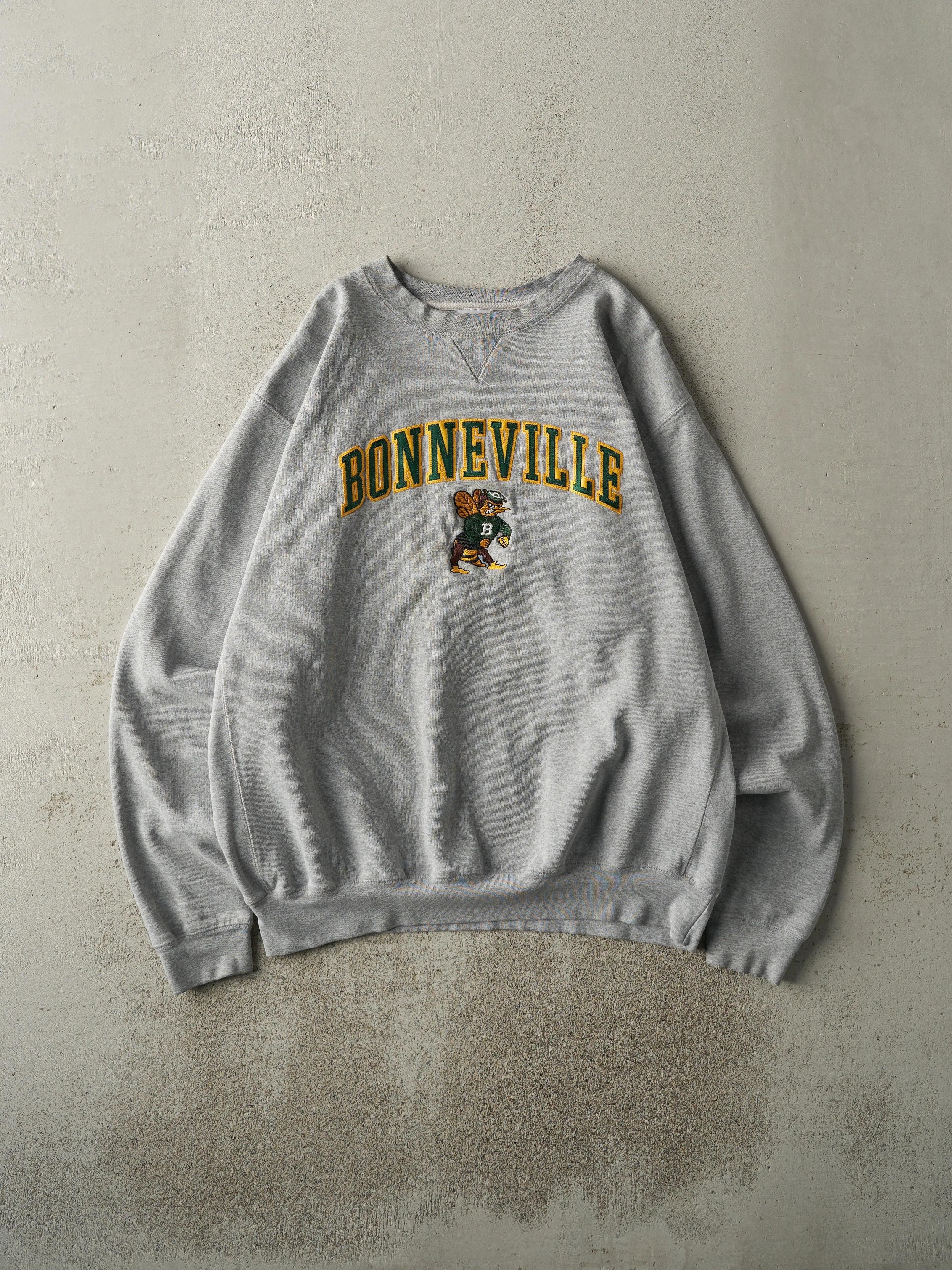 Vintage 90s Grey Bonneville Embroidered Crewneck (XL) sold by Rebalance Vintage