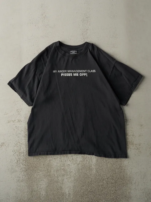 Vintage Y2K Black "Anger Management" Slogan Tee (L) sold by Rebalance Vintage