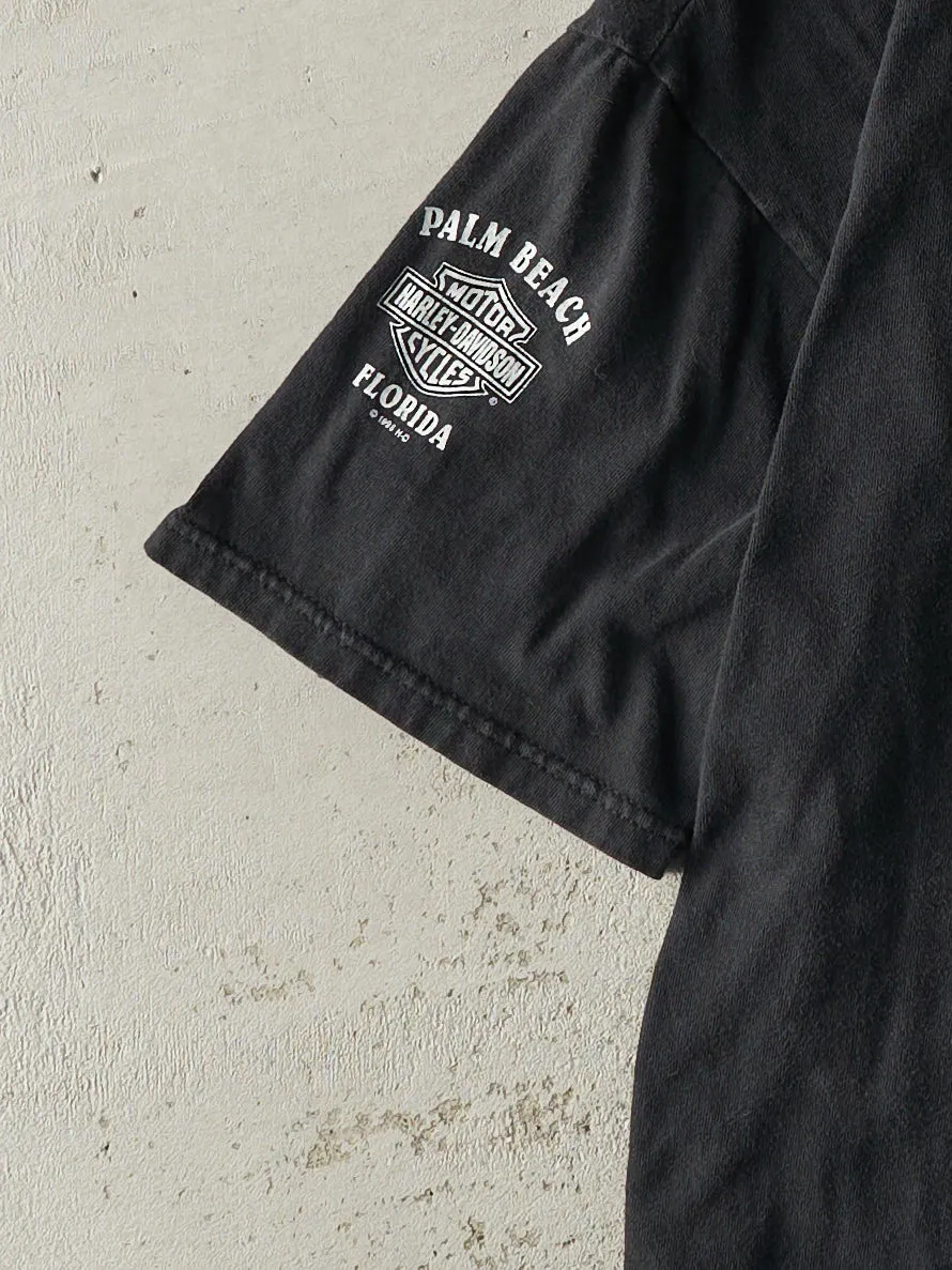 Vintage 98' Black Palm Beach FL Harley Davidson Quarter Button Pocket Tee (S/M) sold by Rebalance Vintage product image thumbnail 3