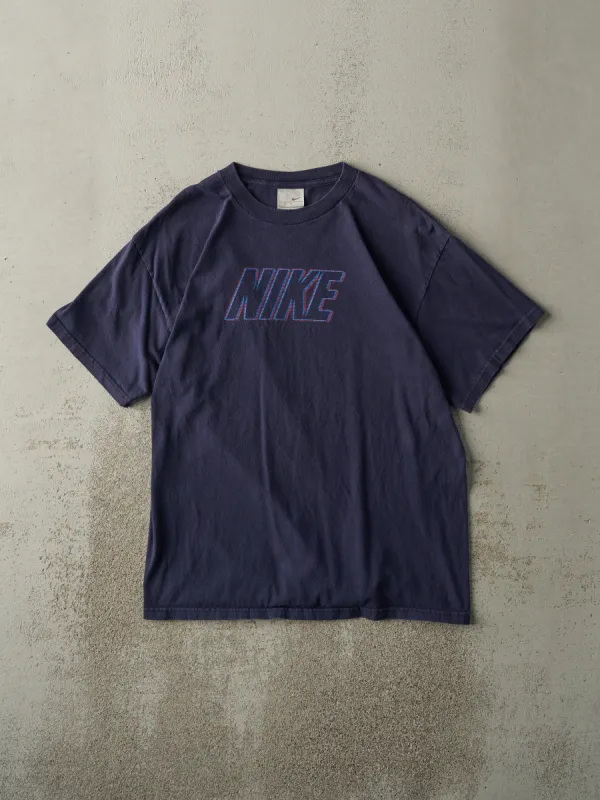 Vintage Y2K Navy Blue Nike Logo Tee (M) sold by Rebalance Vintage