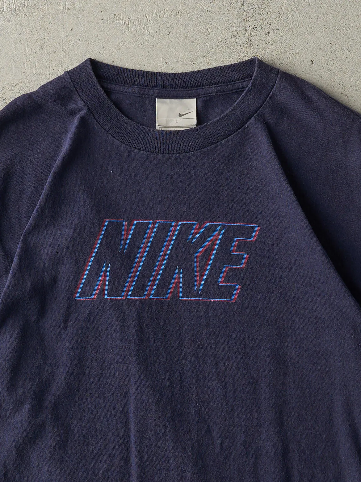 Vintage Y2K Navy Blue Nike Logo Tee (M) sold by Rebalance Vintage product image thumbnail 2