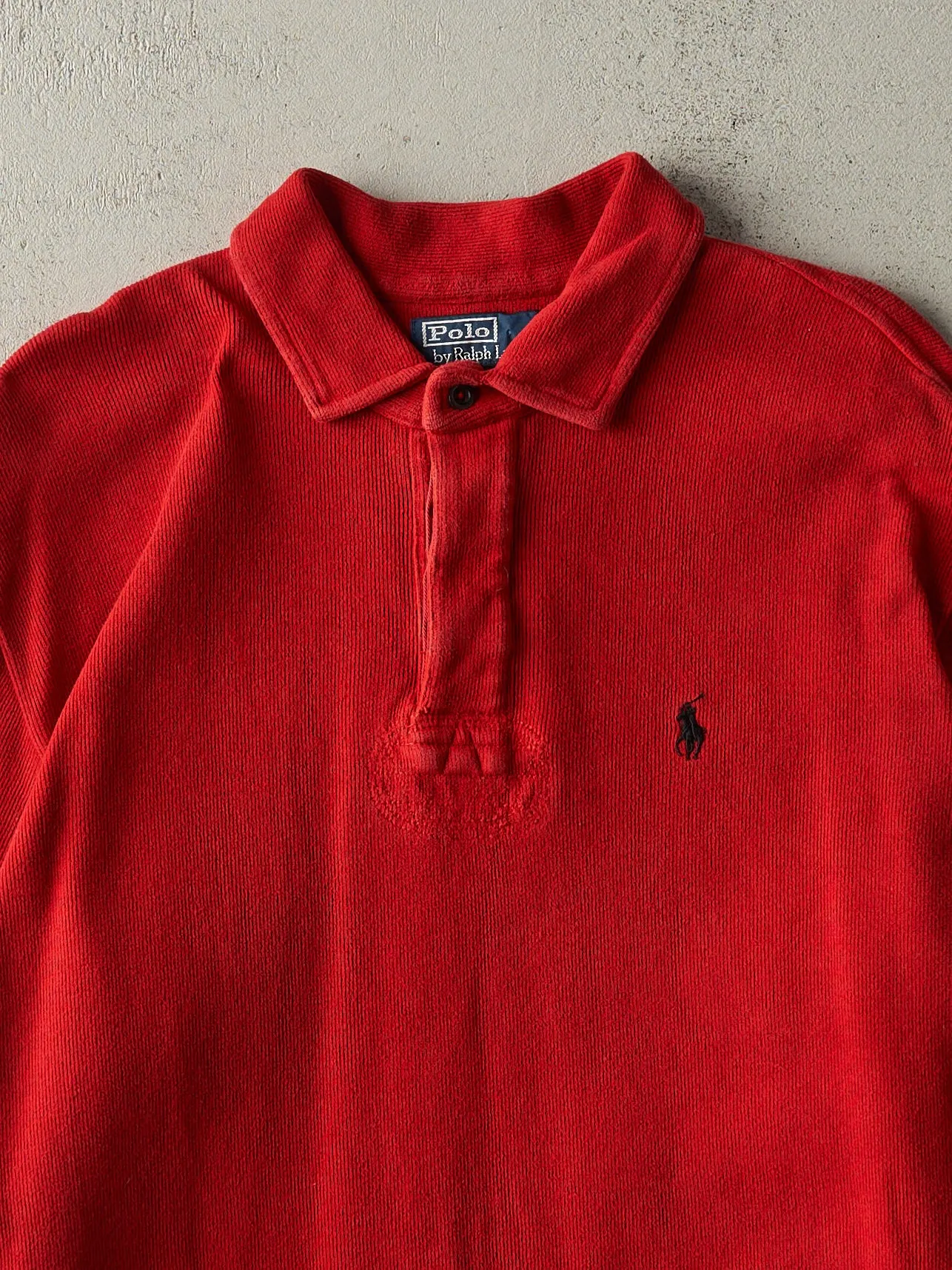 Vintage 90s Red Polo Quarter Button Thermal Long Sleeve (L/XL) sold by Rebalance Vintage product image thumbnail 2