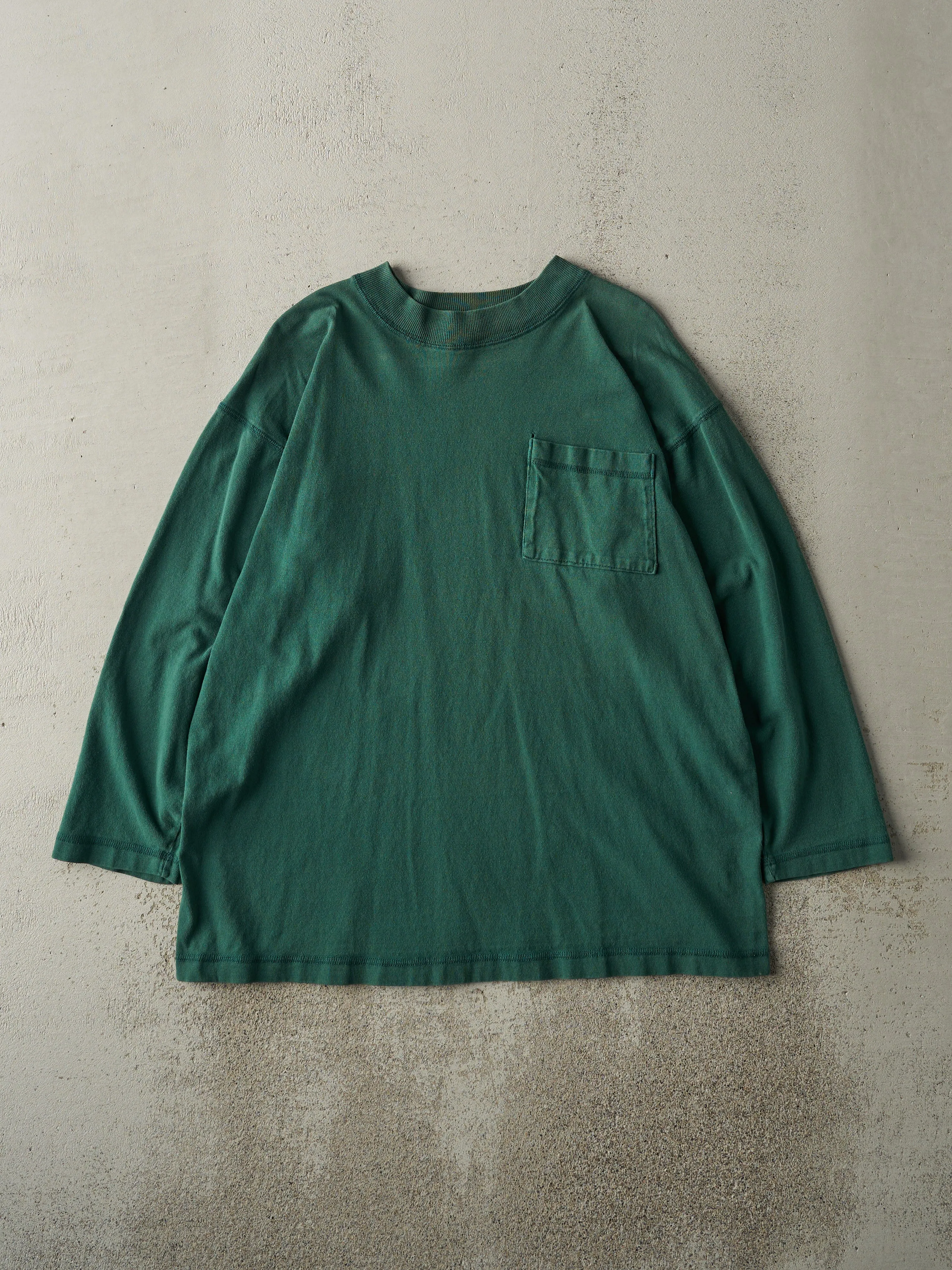 Vintage 90s Green Blank Pocket Long Sleeve (M) sold by Rebalance Vintage